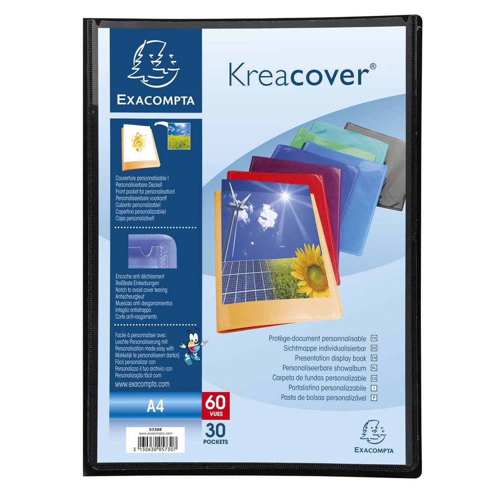 Exacompta 12x Sichtmappe PP 500µ + 30 Hüllen Kreacover, A4, sortiert, 5730E