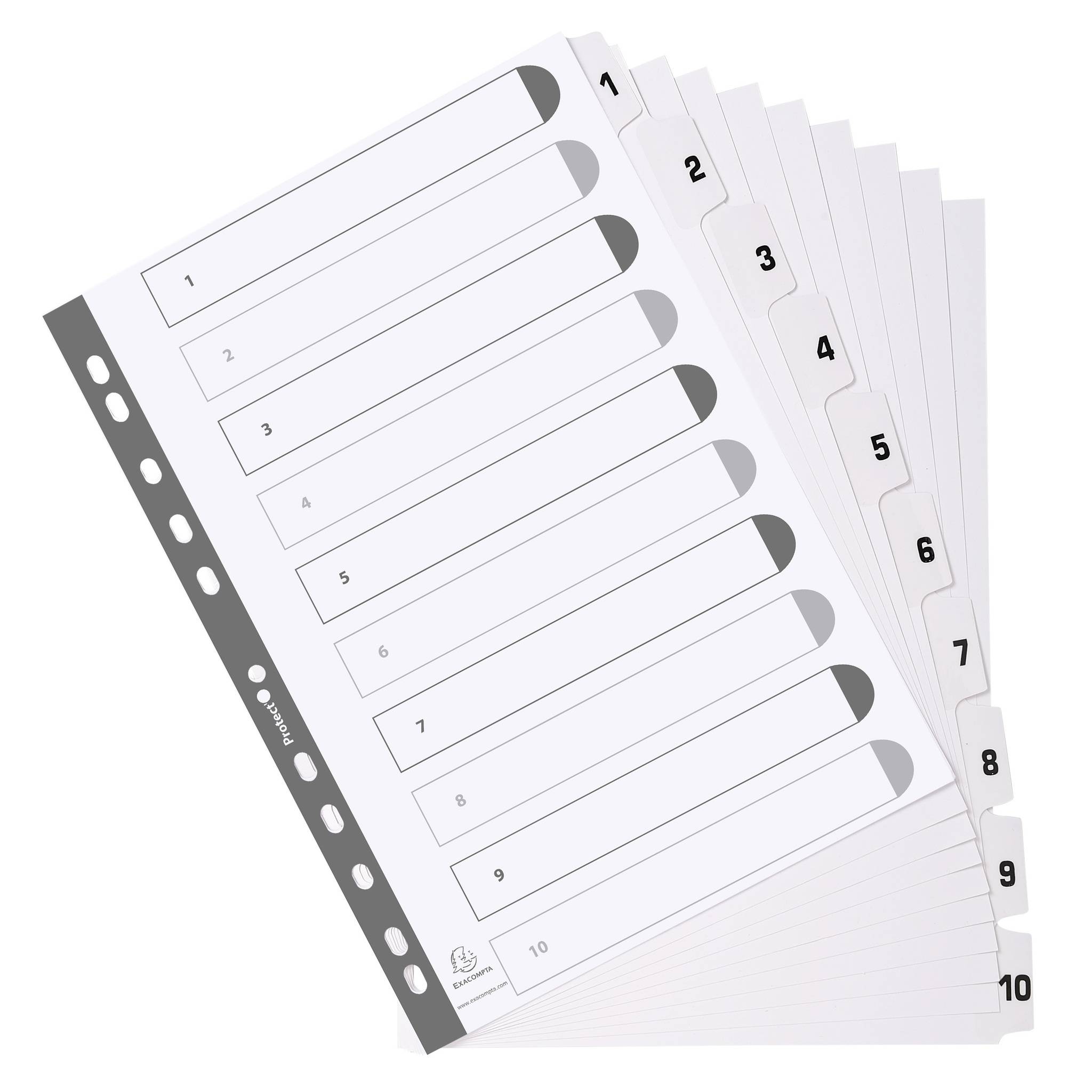 Exacompta 25x Register 10 Taben von 1 bis 10 A4 Weiß MWD1-10Z