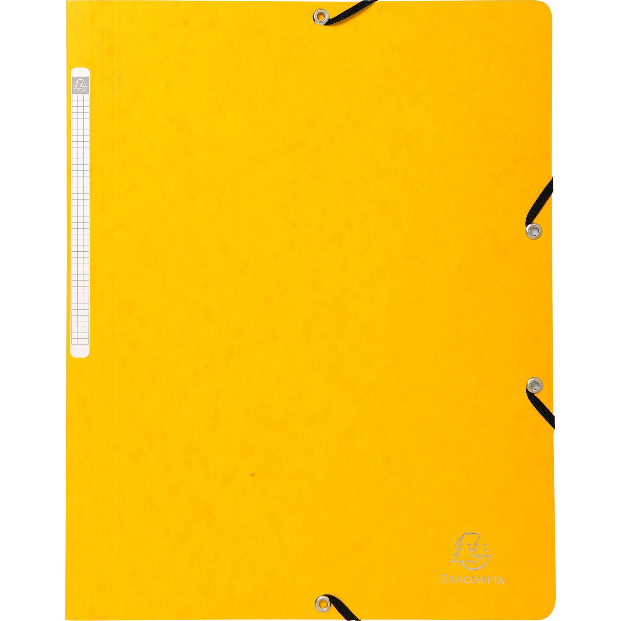 Exacompta 25x Eckspannmappe + Gummizug ohne Klappen, Karton, A4, Gelb, 5519E