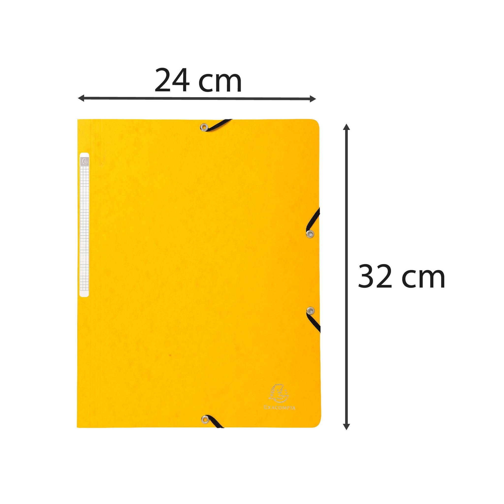 Exacompta 25x Eckspannmappe + Gummizug ohne Klappen, Karton, A4, Gelb, 5519E