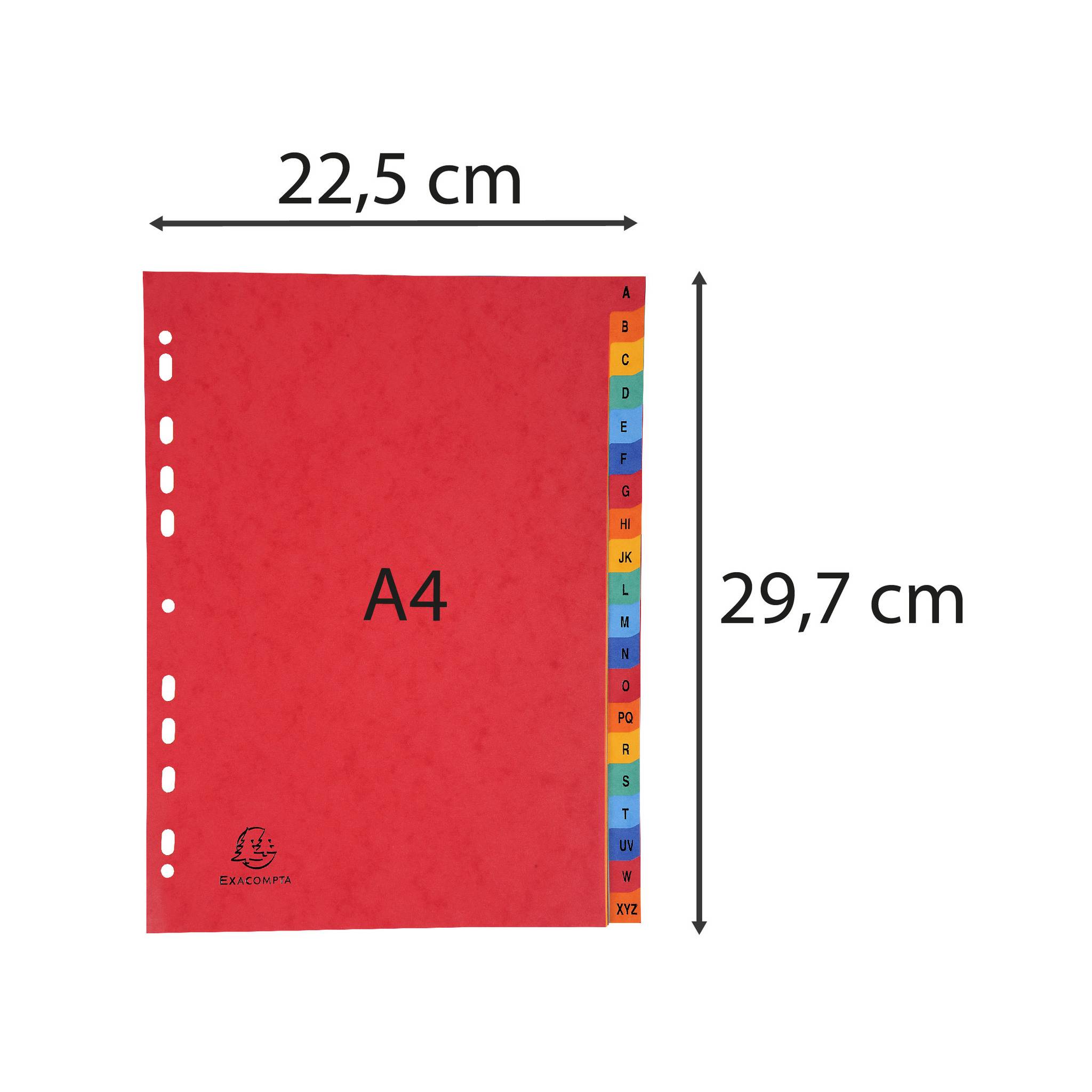 Exacompta 5x Register + A4, Karton, 225g, 20 Taben, Taben A-Z, sortiert, 4803Z