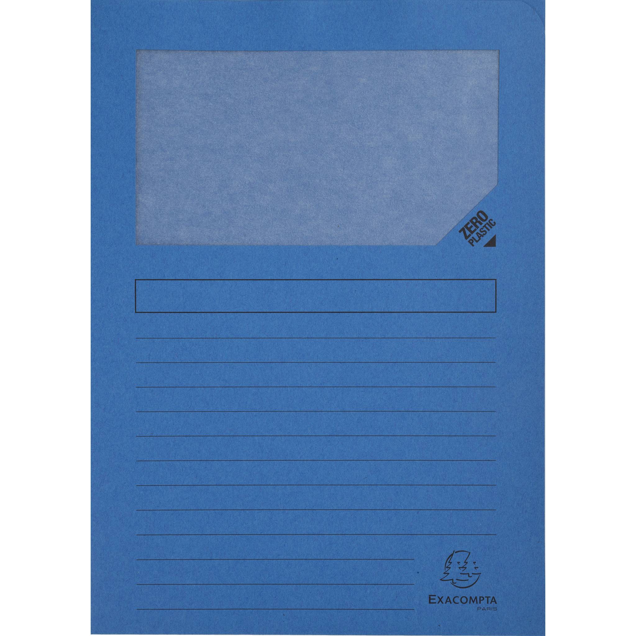 Exacompta 4x 100 Fenstermappen, A4, 160g, plastikfrei, Intensivblau, 50102E