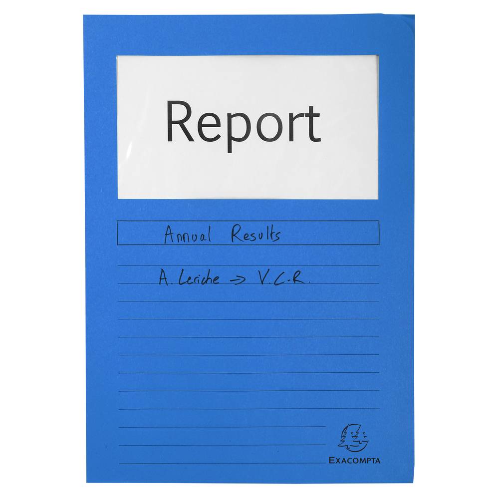 Exacompta 4x 100 Fenstermappen, A4, 160g, plastikfrei, Intensivblau, 50102E
