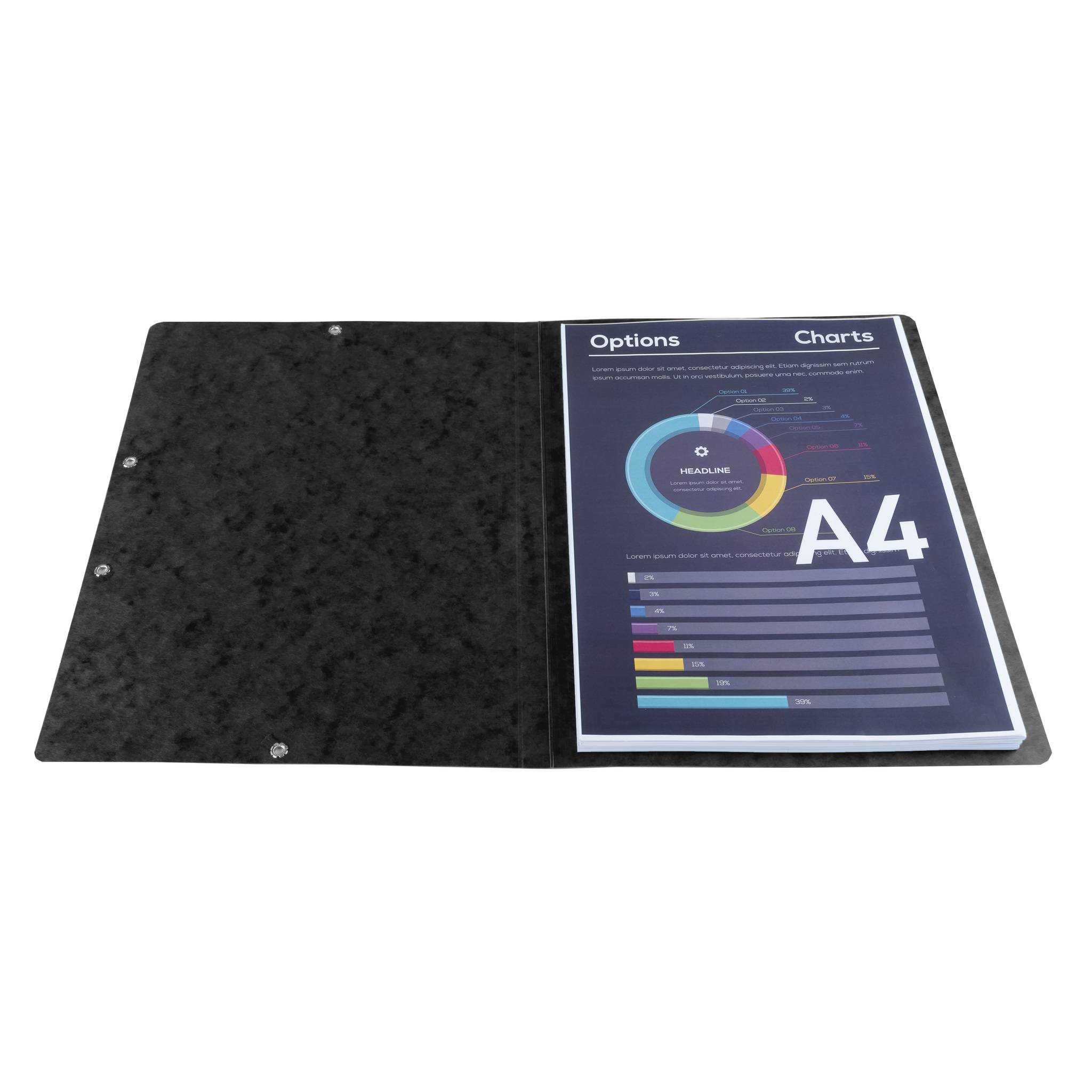 Exacompta 25x Eckspannmappe + Gummizug ohne Klappen, Karton, A4, Schwarz, 5561E