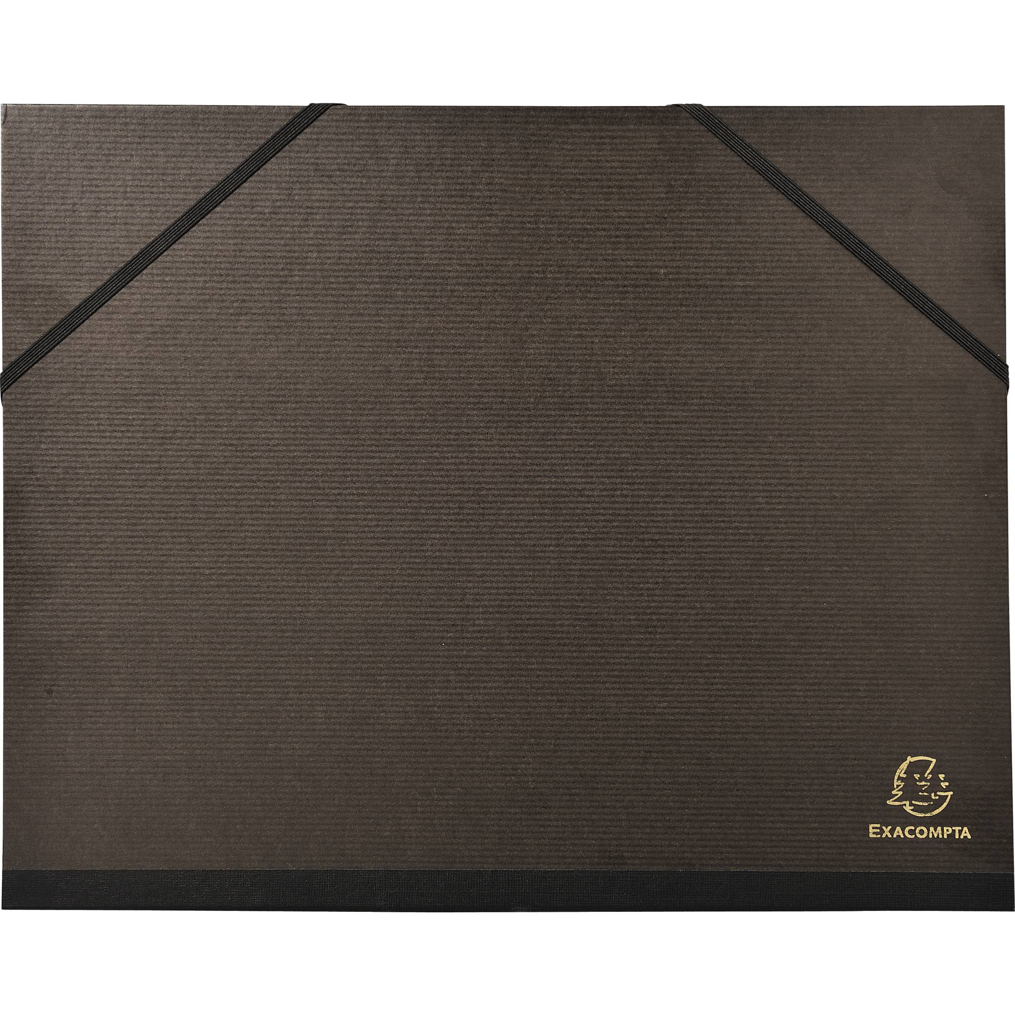 Exacompta 10x Zeichenmappe Gummizug A4 Überbreite Kraft 26x33cm Schwarz 547100E
