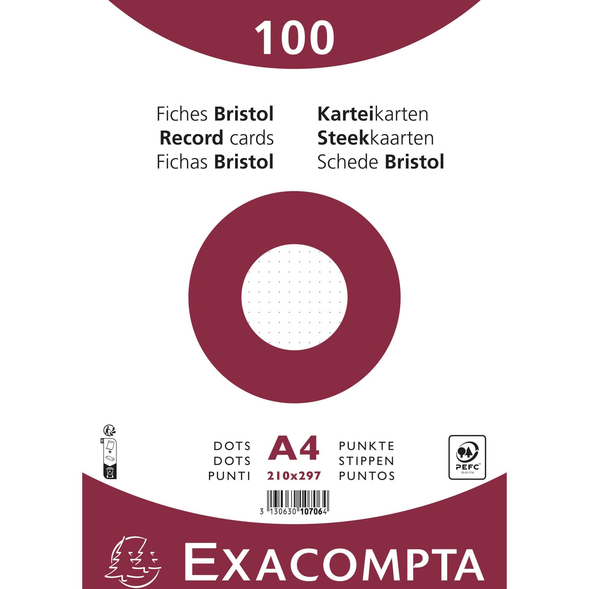 Exacompta 10x Karteikarten A4 dots 100 Stück eingeschweißt Weiß 10706E