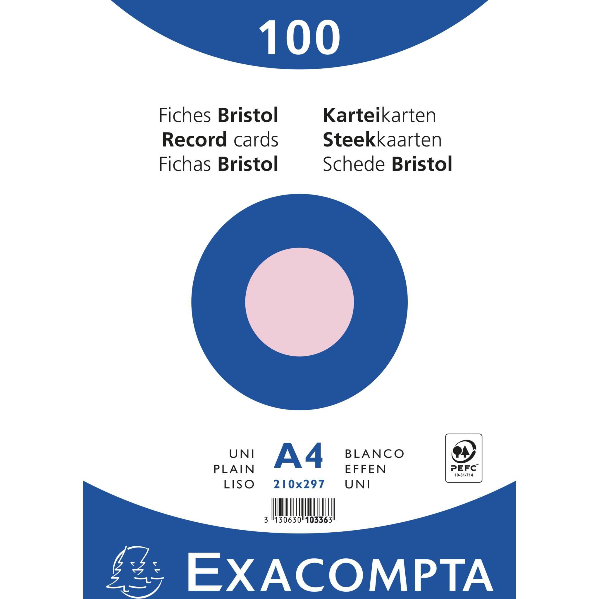 Exacompta 10x Karteikarten A4 blanko, 100 Stück eingeschweißt - Rosa - 10336E