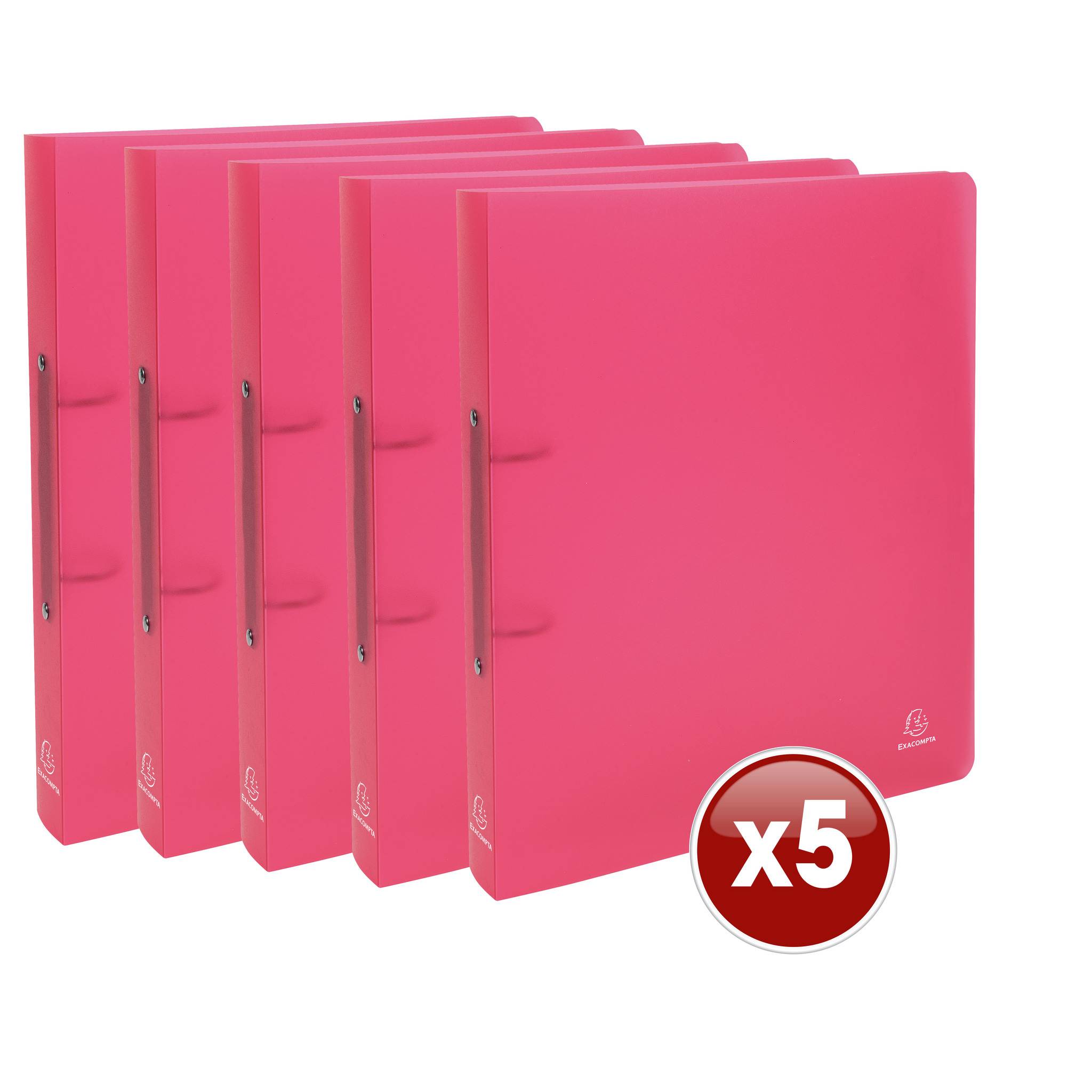 Exacompta 15x Ringbuch PP 700µ + 2 Ringen 30mm, Rücken 40mm, , A4, Rot, 54355E