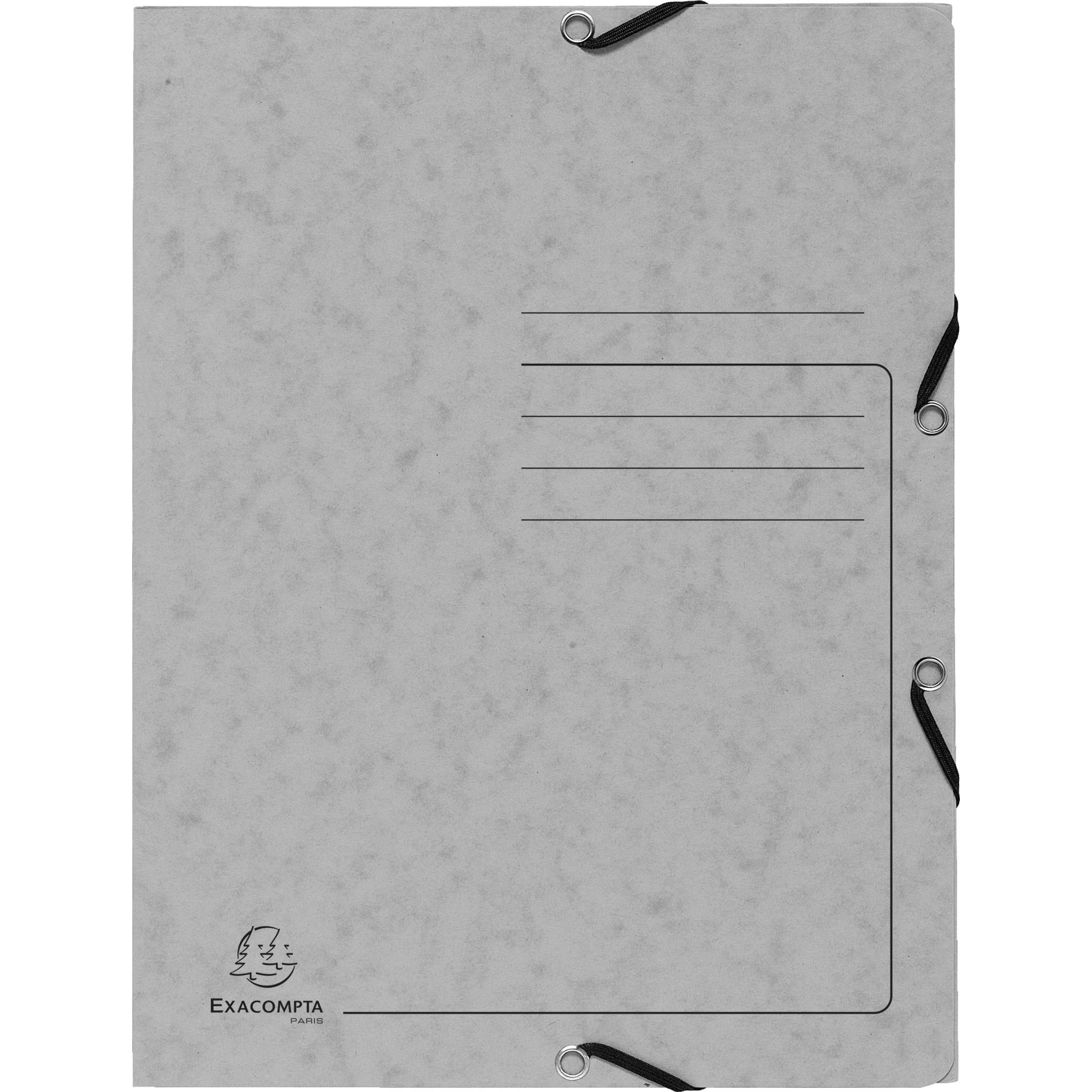 Exacompta 25x Sammelmappe + Gummizug 3 Klappen Karton 355g/m2 A4 Grau 55423E