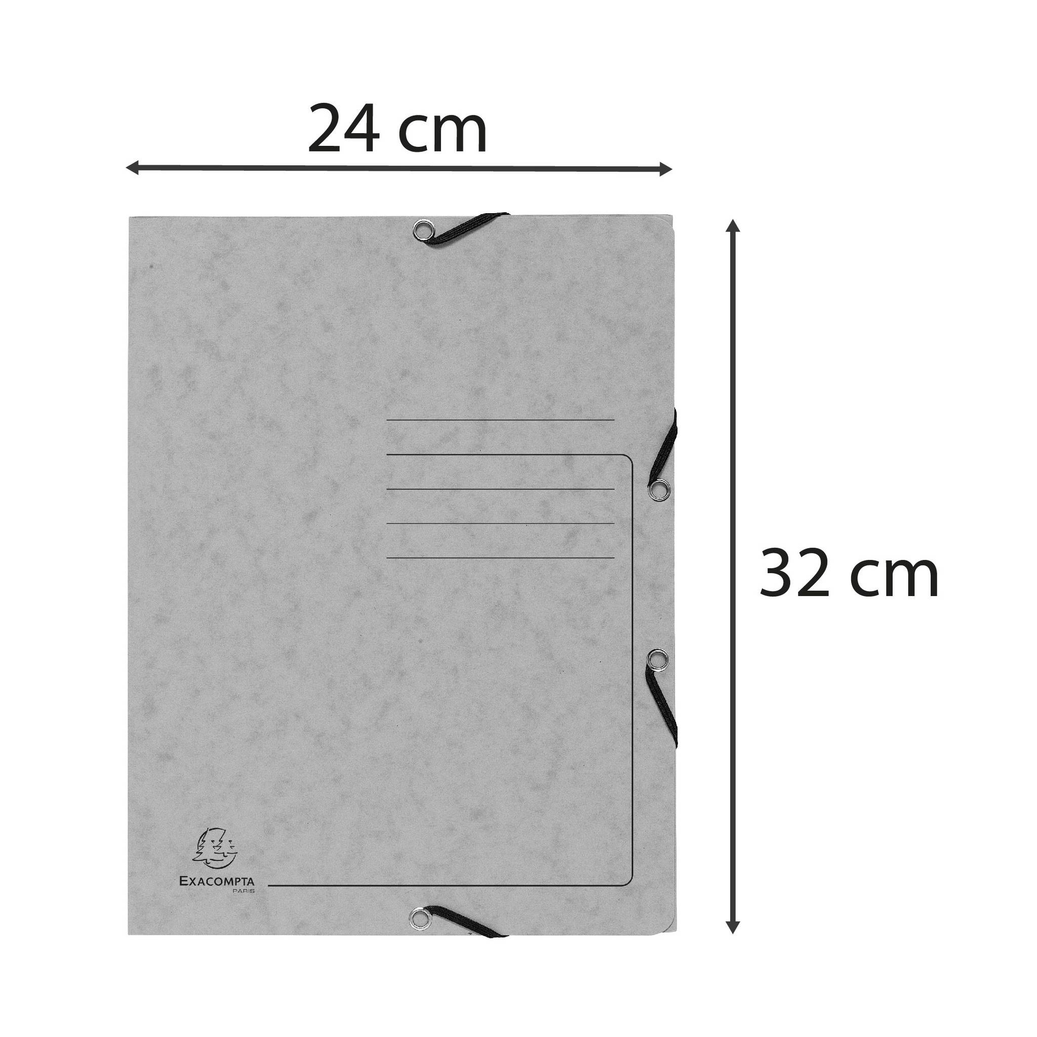 Exacompta 25x Sammelmappe + Gummizug 3 Klappen Karton 355g/m2 A4 Grau 55423E