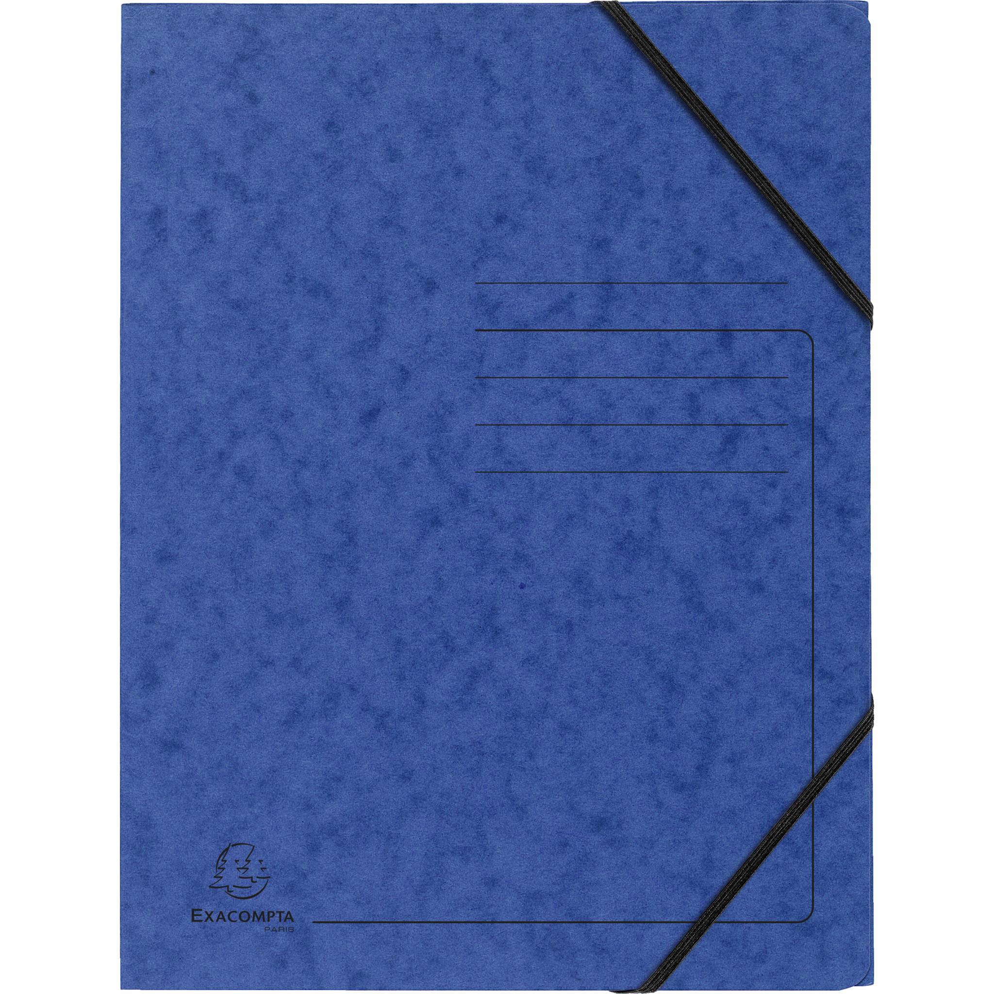 Exacompta 25x Eckspannmappe + Gummizug ohne Klappen, Karton, A4, Blau, 555412E