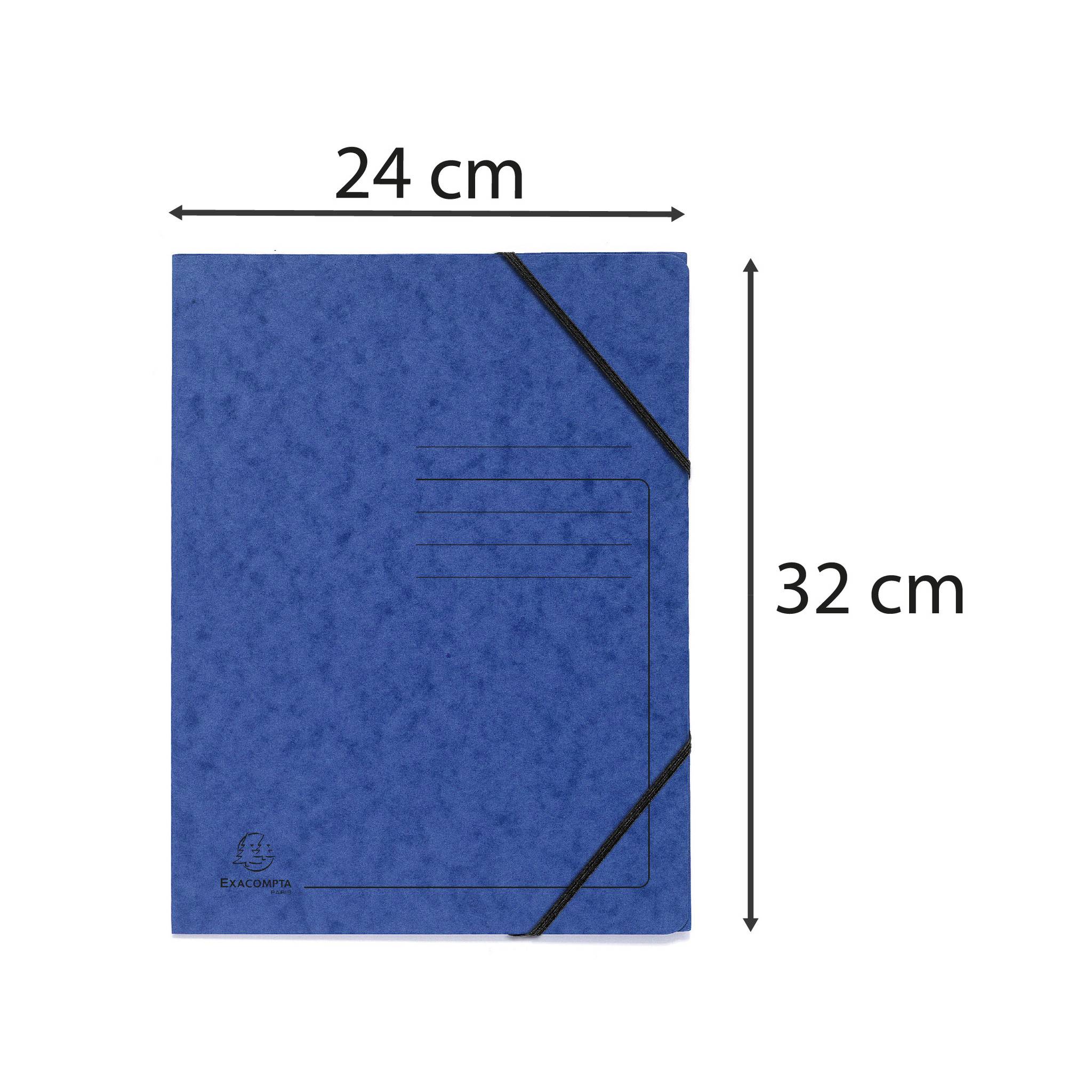 Exacompta 25x Eckspannmappe + Gummizug ohne Klappen, Karton, A4, Blau, 555412E