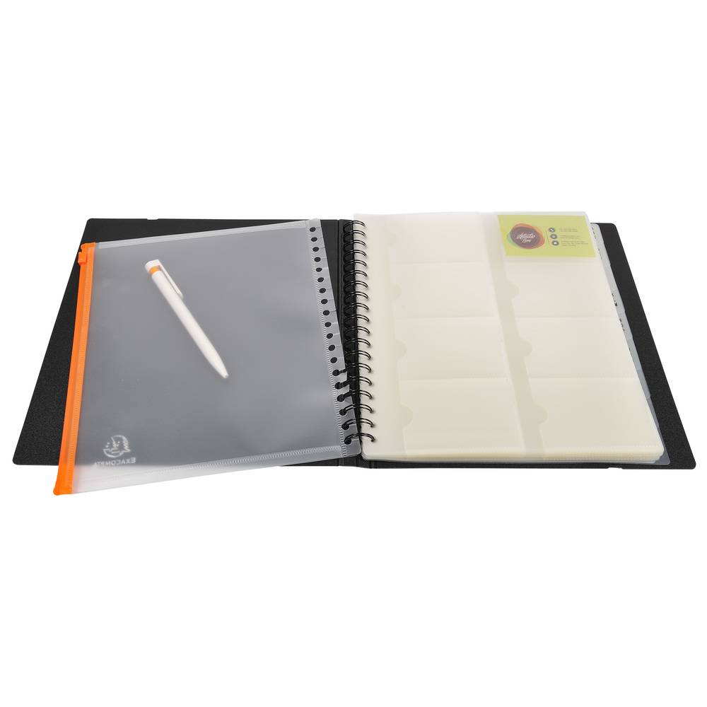 Exacompta 5x Visitenkartenbuch 20 Hüllen 320 Karten 20x145cm Schwarz 75234E