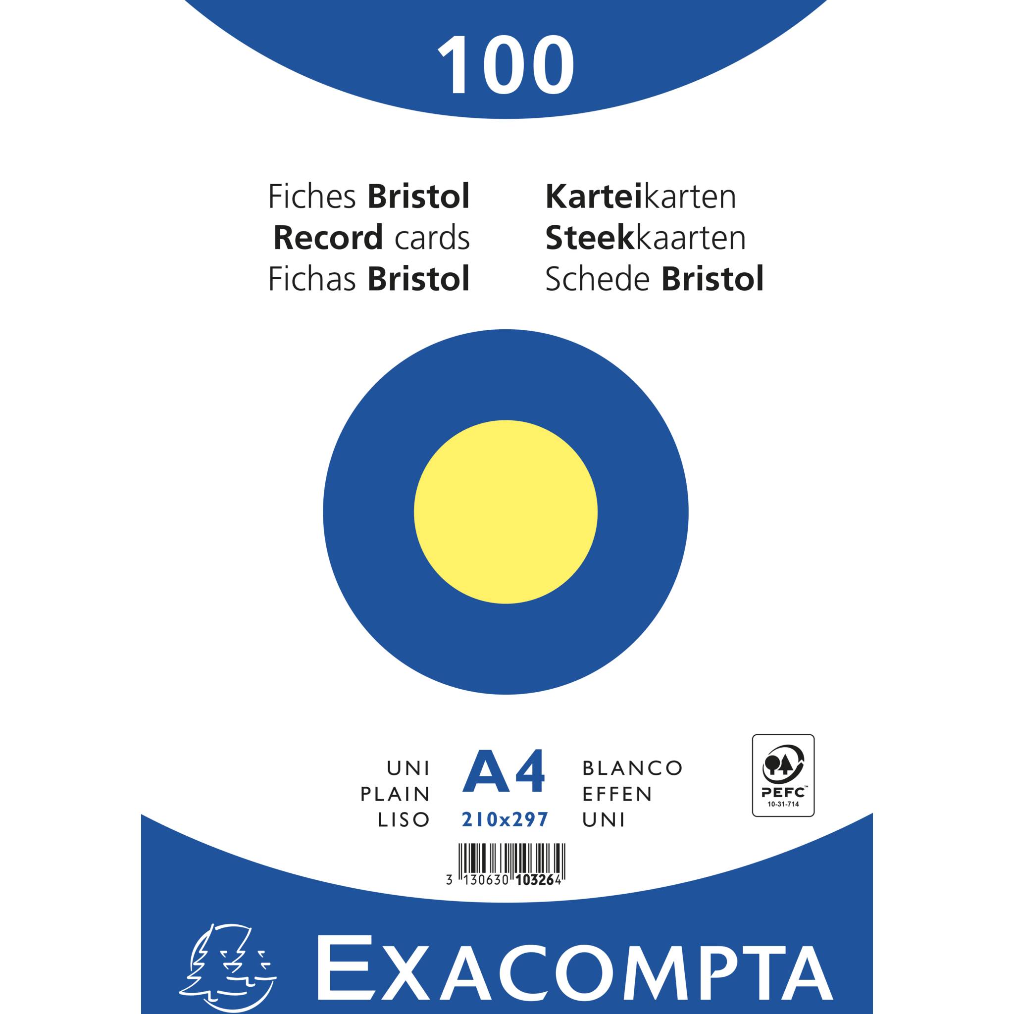 Exacompta 10x Karteikarten A4 blanko, 100 Stück eingeschweißt - Gelb - 10326E