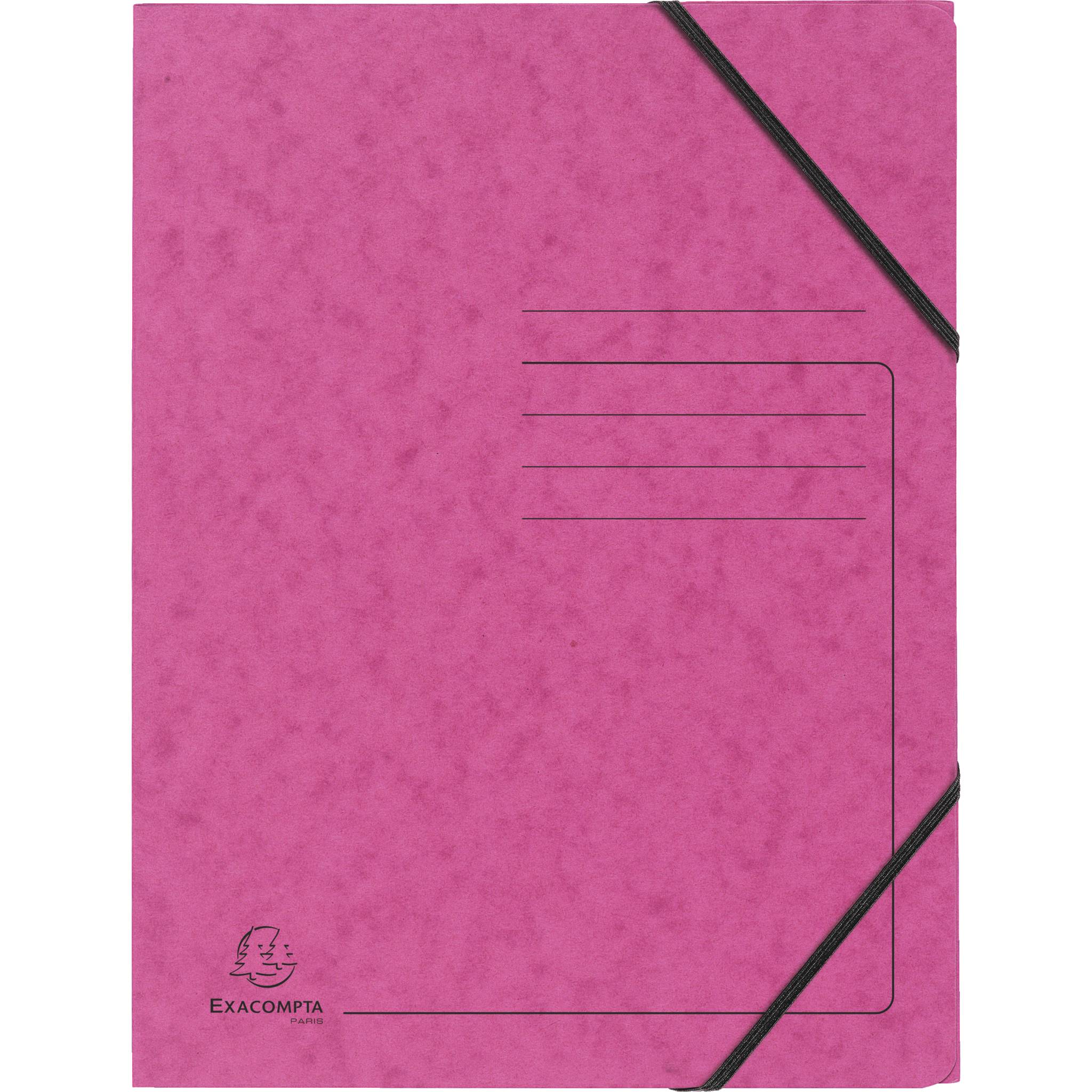 Exacompta 25x Eckspannmappe + Gummizug ohne Klappen, Karton, A4, Rosa, 555420E