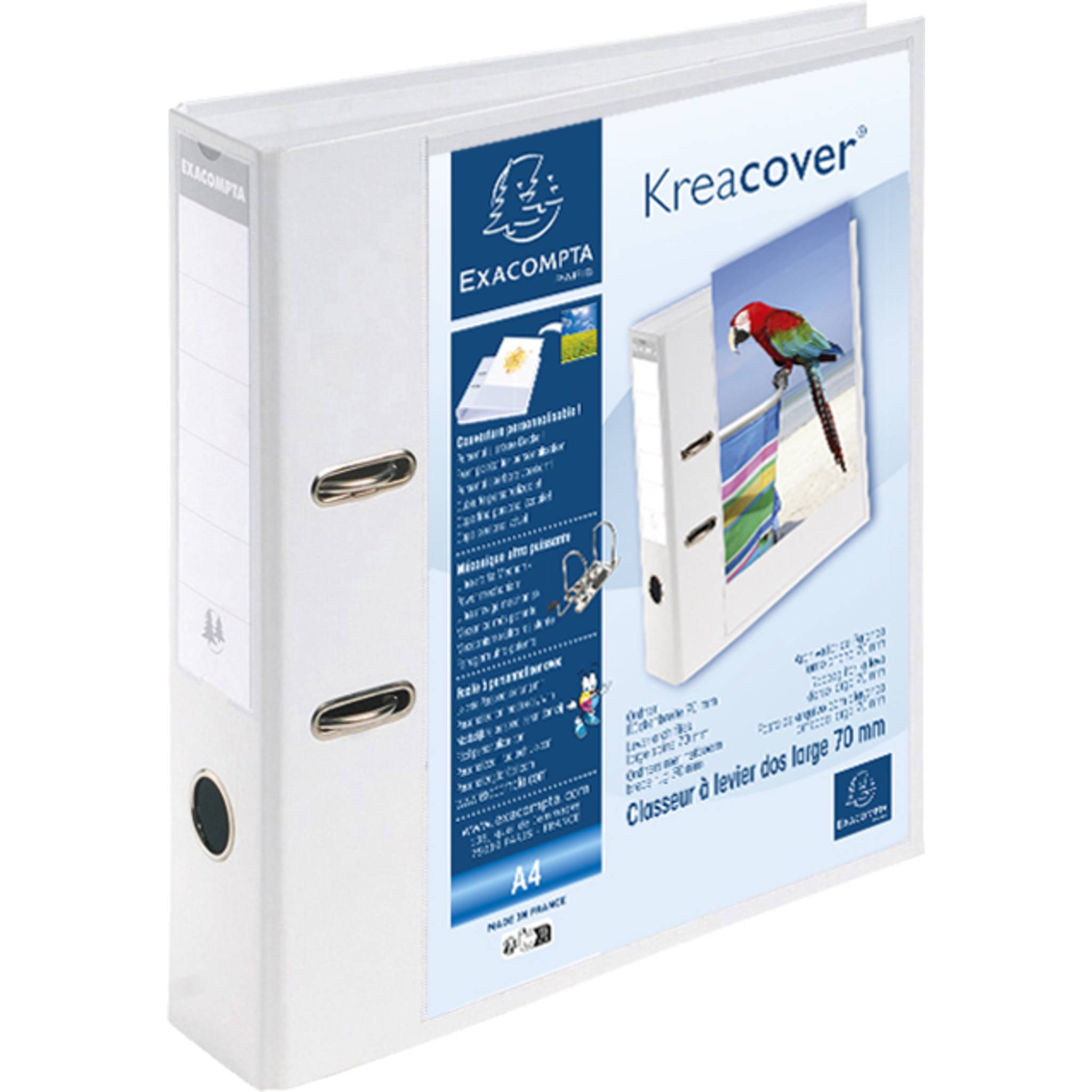 Exacompta 10x Ordner, Rücken 70mm, 1 Außenhülle, A4, Kreacover, Weiß, 53789E
