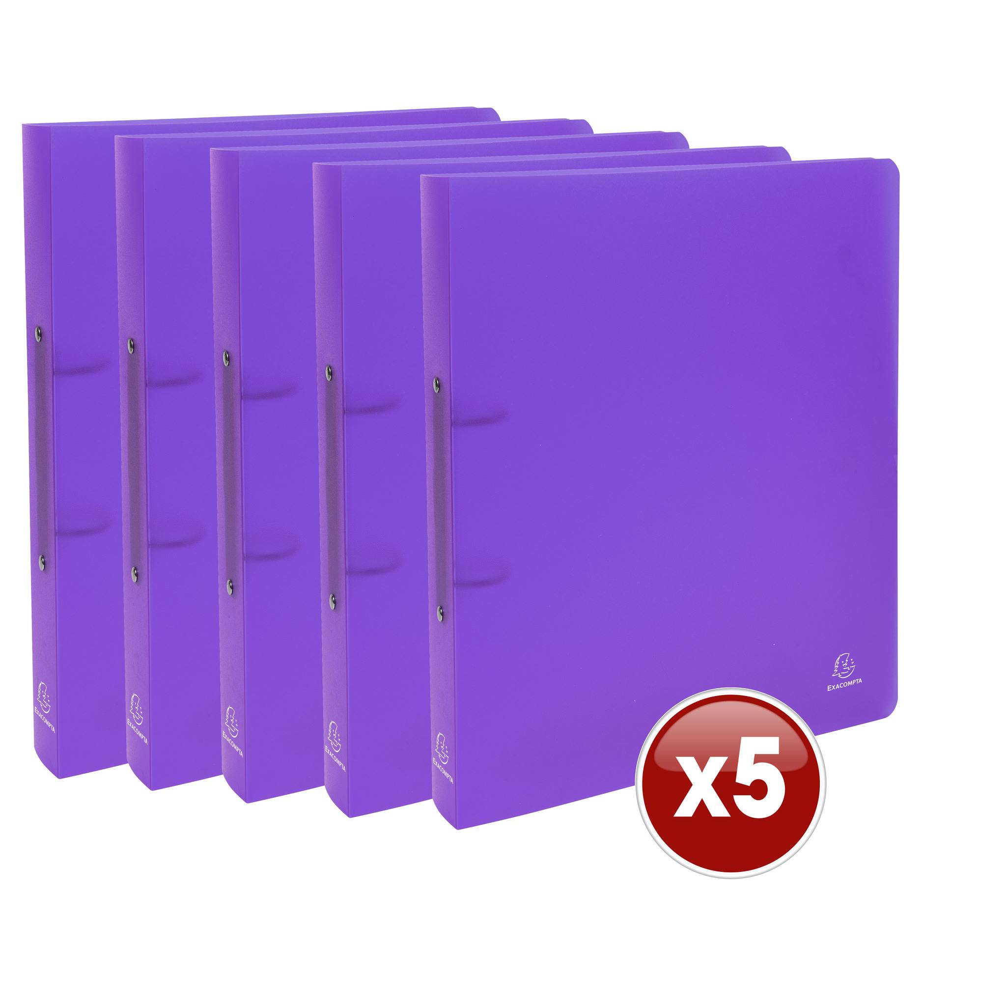 Exacompta 15x Ringbuch PP 700µ + 2 Ringen 30mm, Rücken 40mm, A4, Violett, 54366E