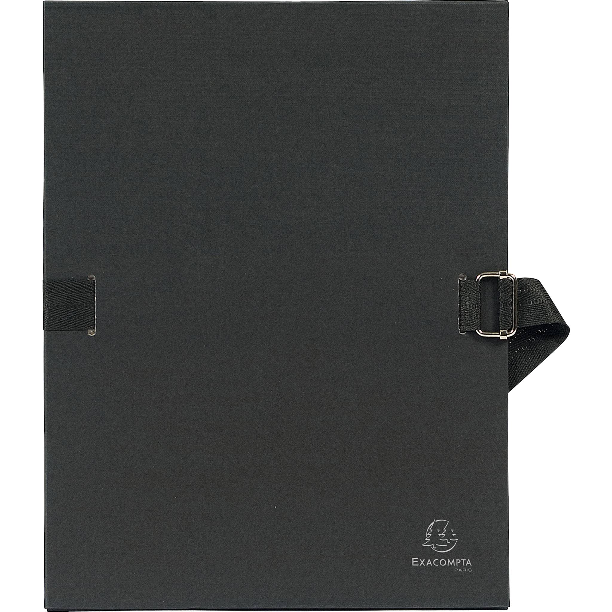 Exacompta 10x Dokumentenmappe Karton 2,7mm, Faltenrücken, A4, Schwarz, 721E