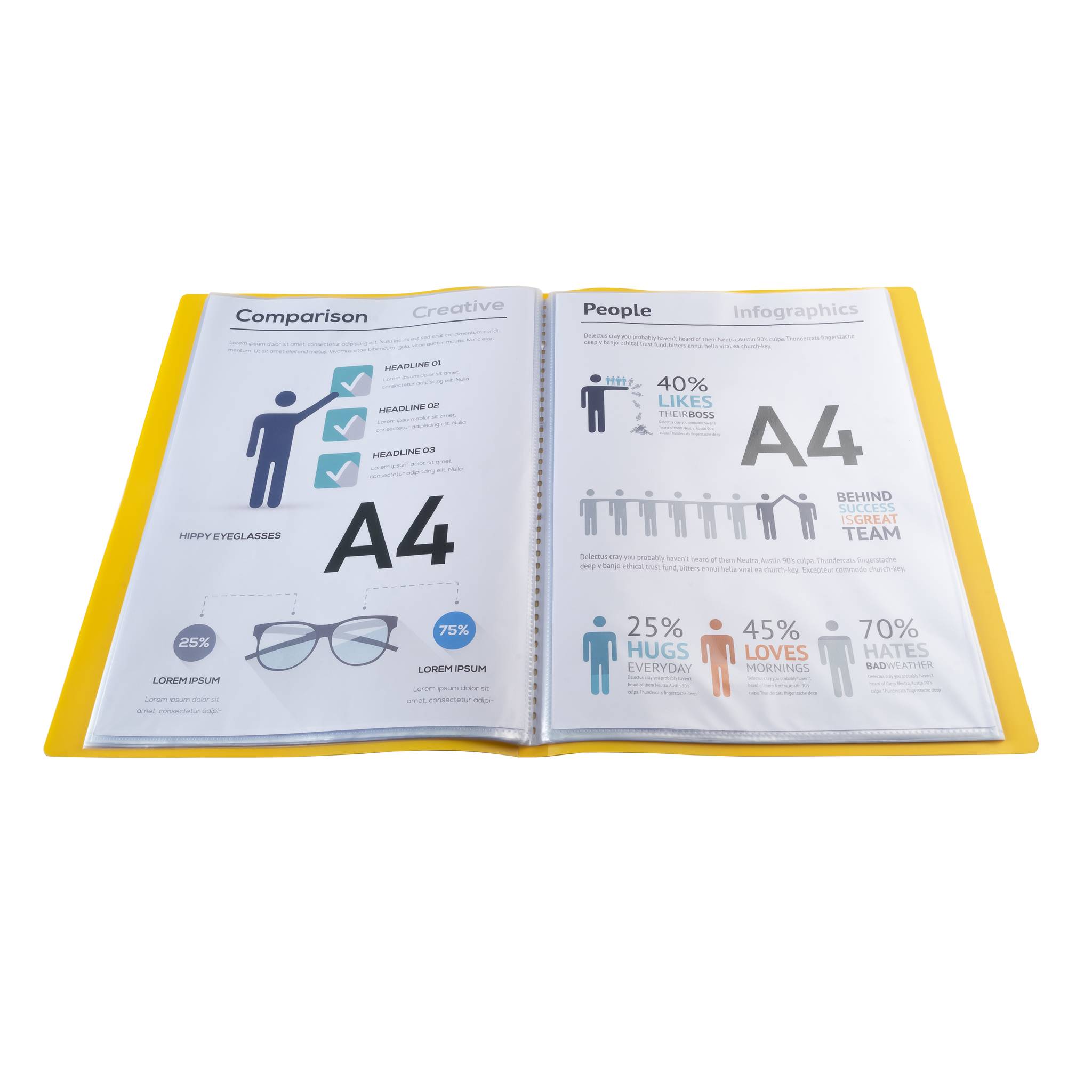 Exacompta 12x Sichtmappe A4 flexiblem Polypropylen, opak, 40 Hüllen, Gelb, 8549E
