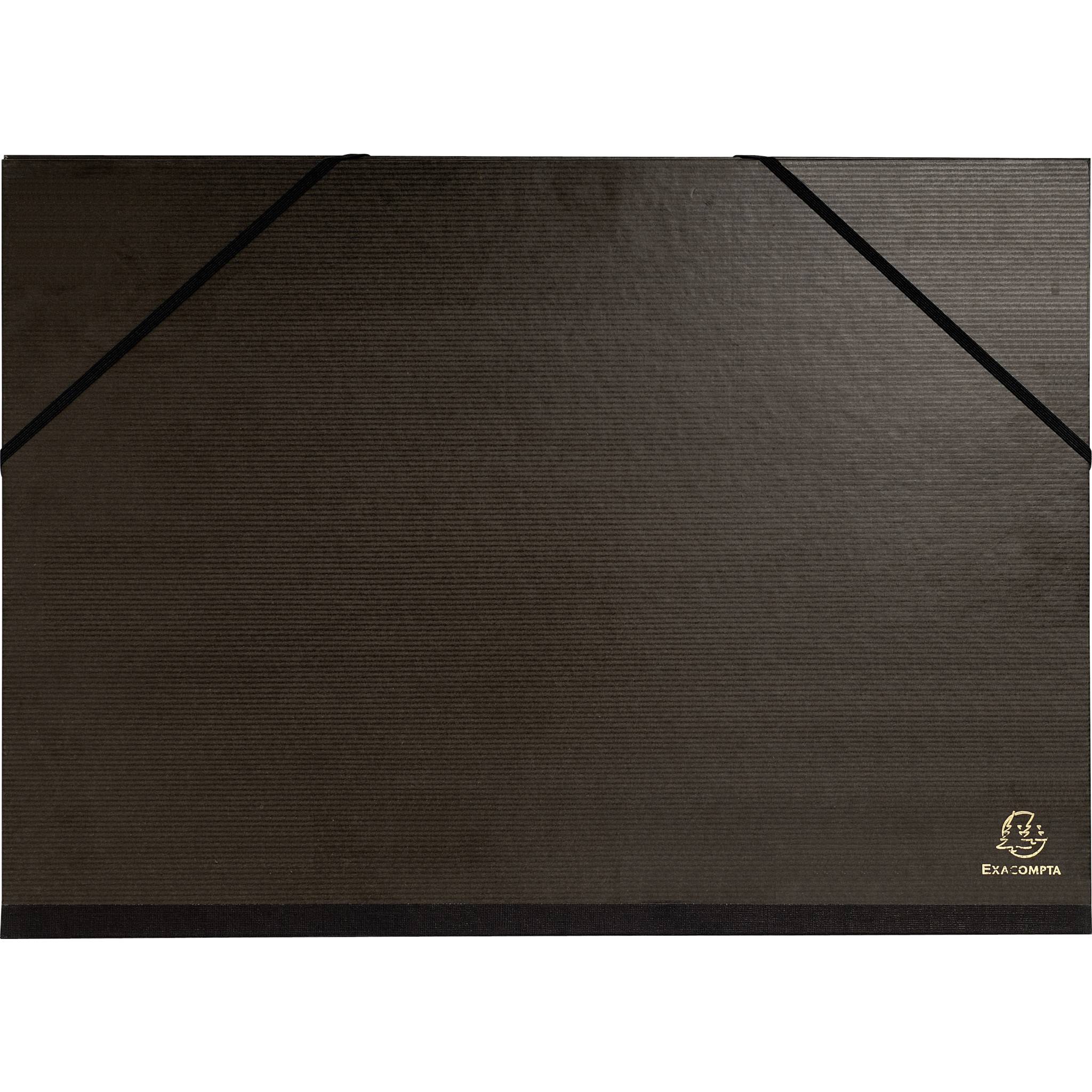 Exacompta 4x Zeichenmappe Gummizug 3 Klappen A3 Kraft 32x45cm Schwarz 548015E