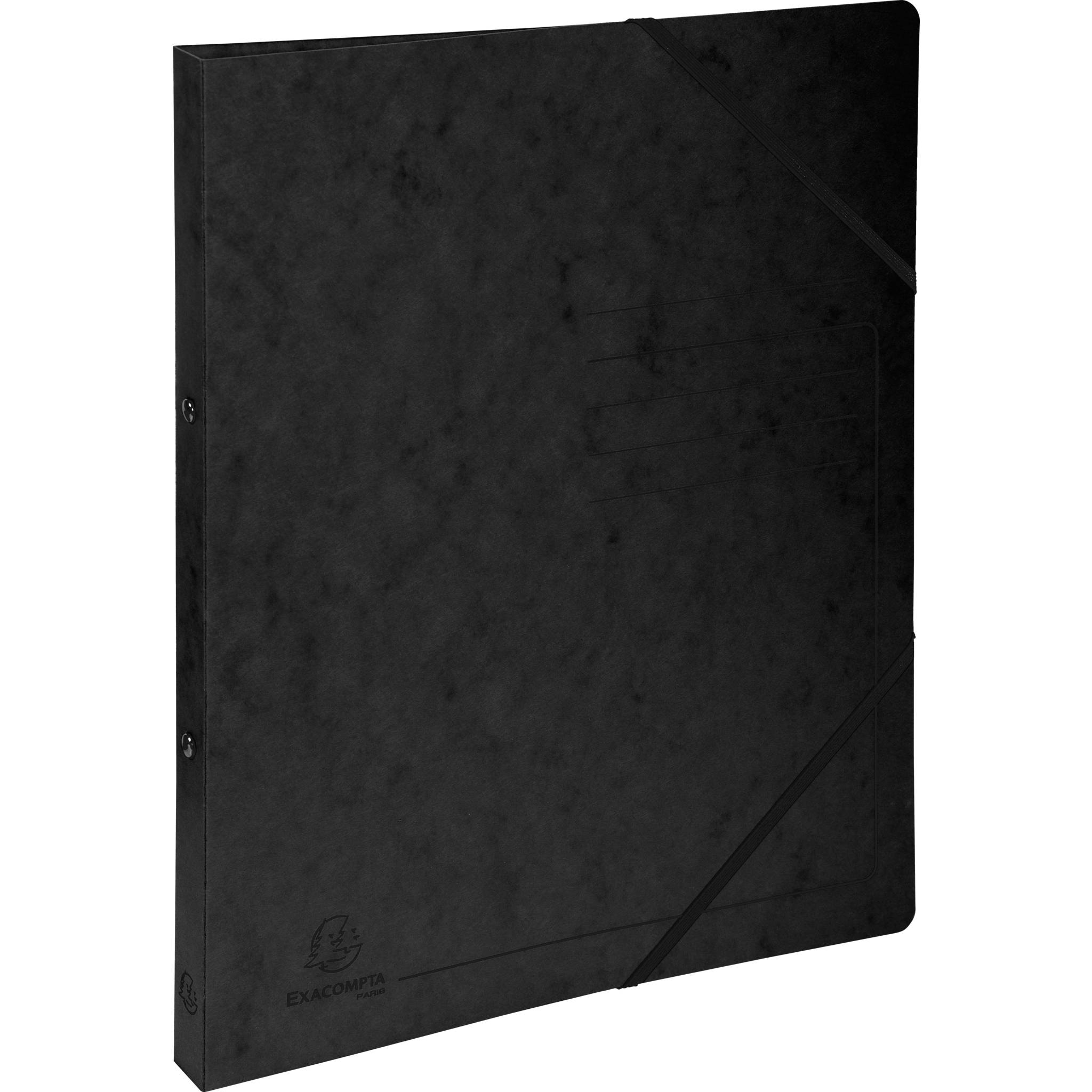 Exacompta 10x Ringhefter A4, 2 Ringe 15mm, Karton, bedruckt, Schwarz, 542551E