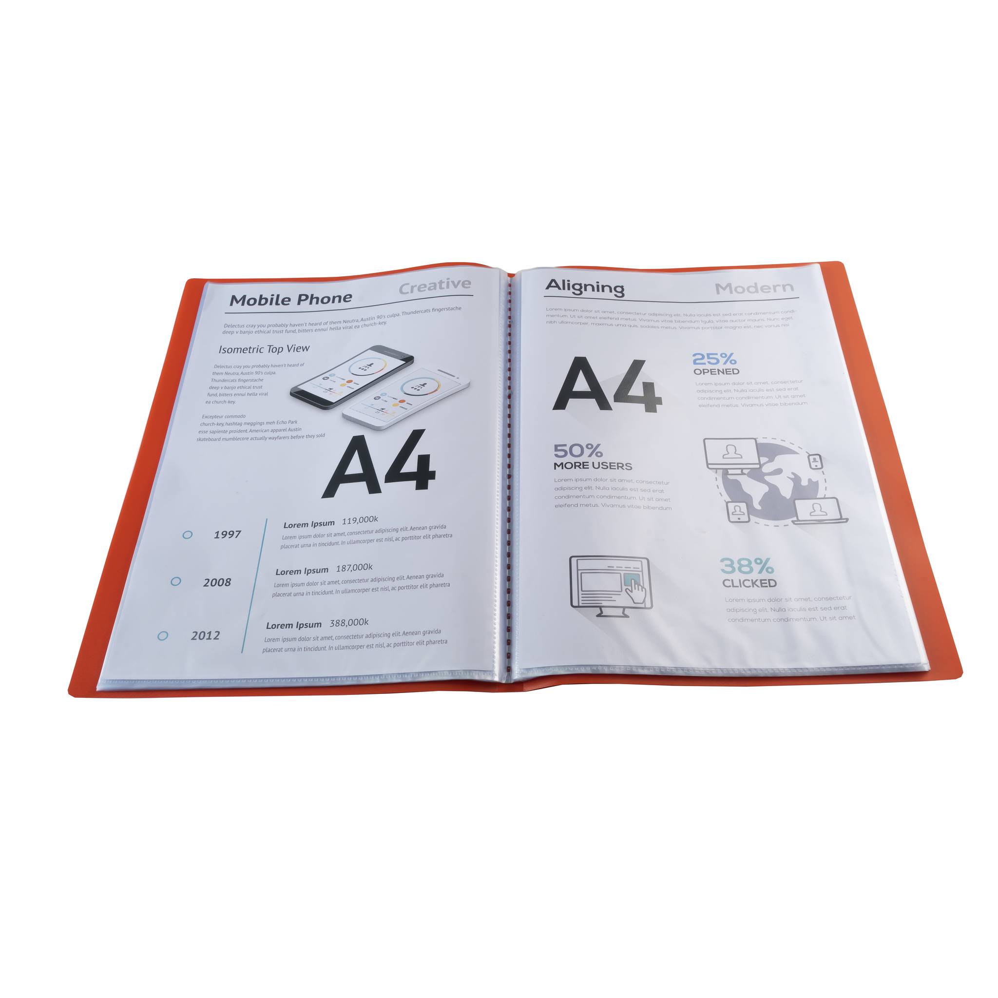 Exacompta 12x Sichtmappe A4 flexiblem Polypropylen, opak, 40 Hüllen, Rot, 8545E