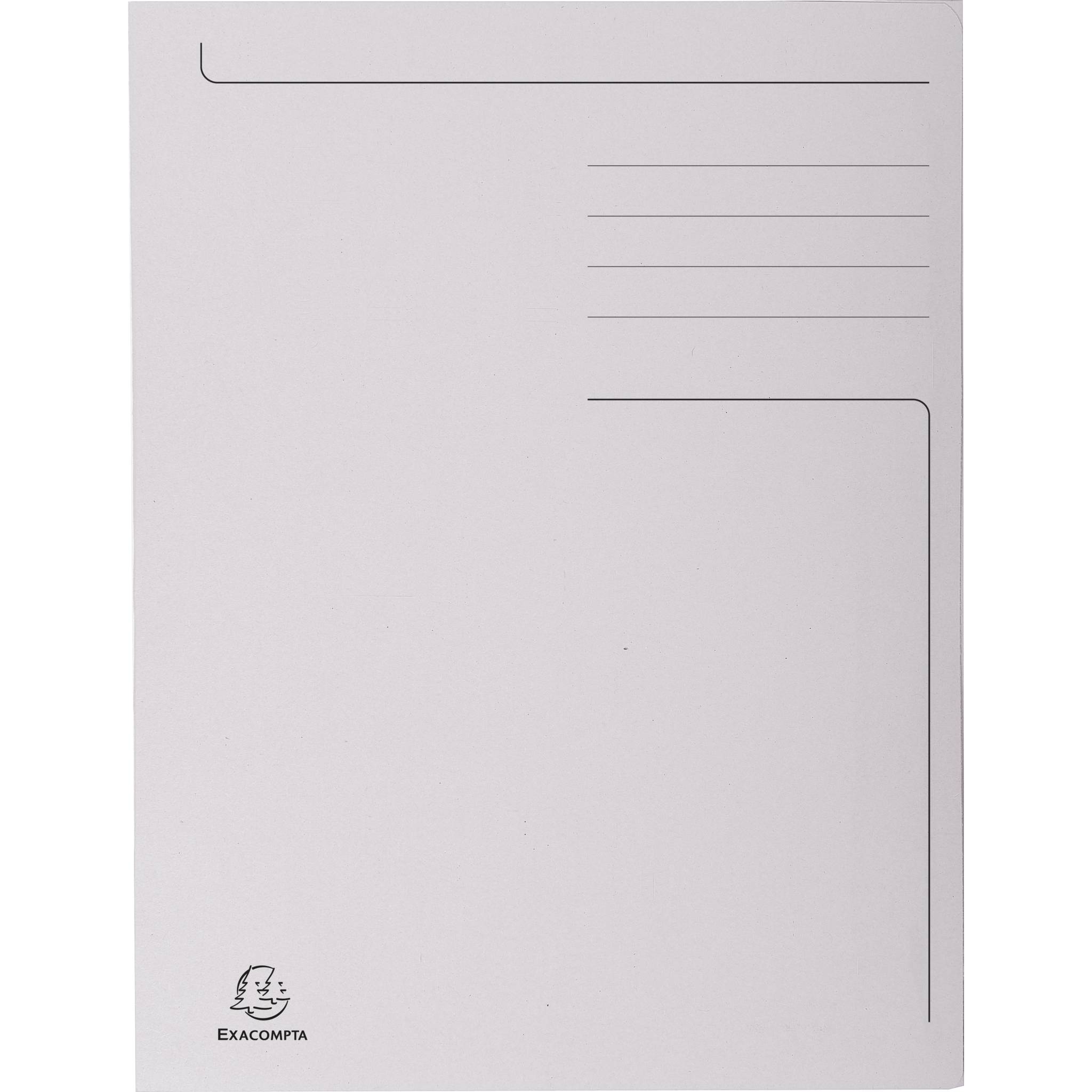 Exacompta 448019E 100x Exacompta, Aktenmappe mit Beschriftungsfeld und 3 Klappen, 280g, 24x32cm für DIN A4, Forever - Grau