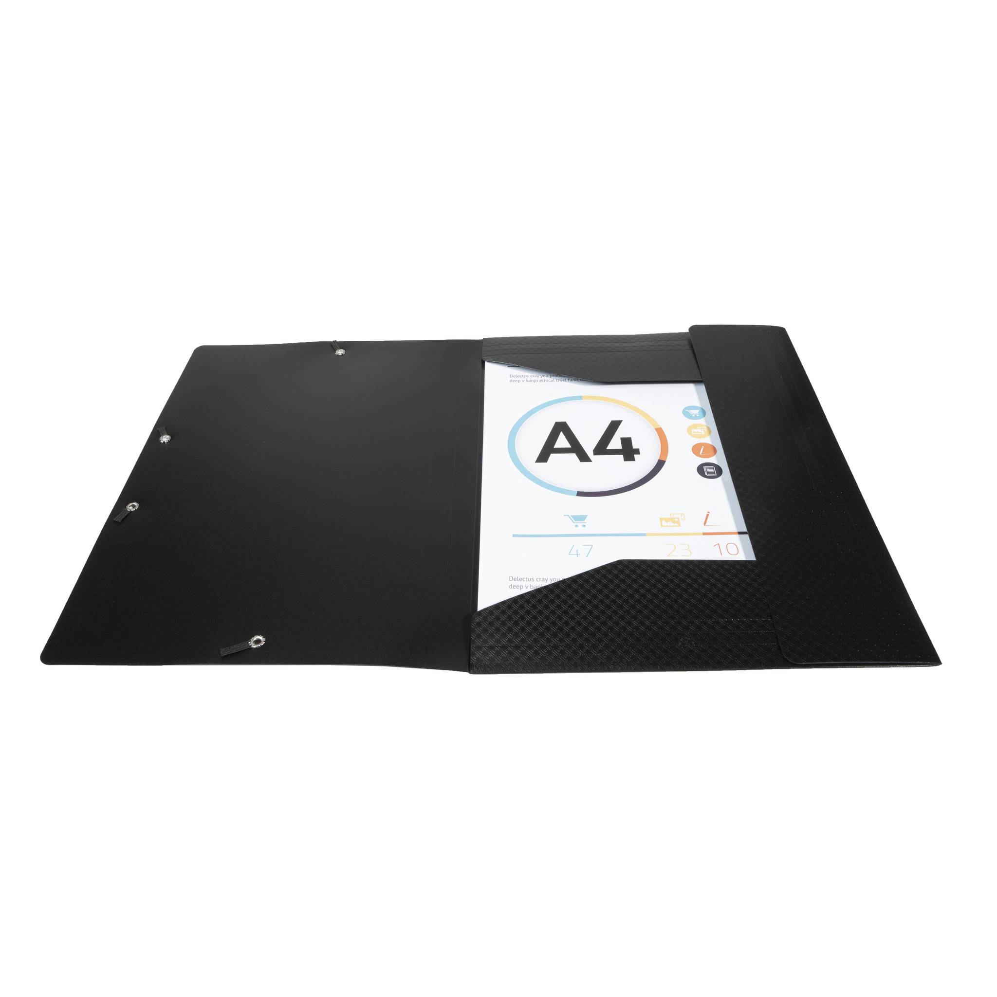 Exacompta 50x Sammelmappe A4 + 3 Klappen Gummizug PP Schwarz 55081E