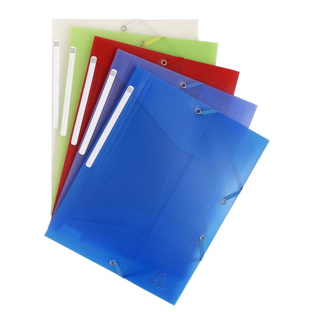 Exacompta 30x Sammelmappe + 3 Klappen, Gummizug PP 500µ , A4, sortiert, 55879E
