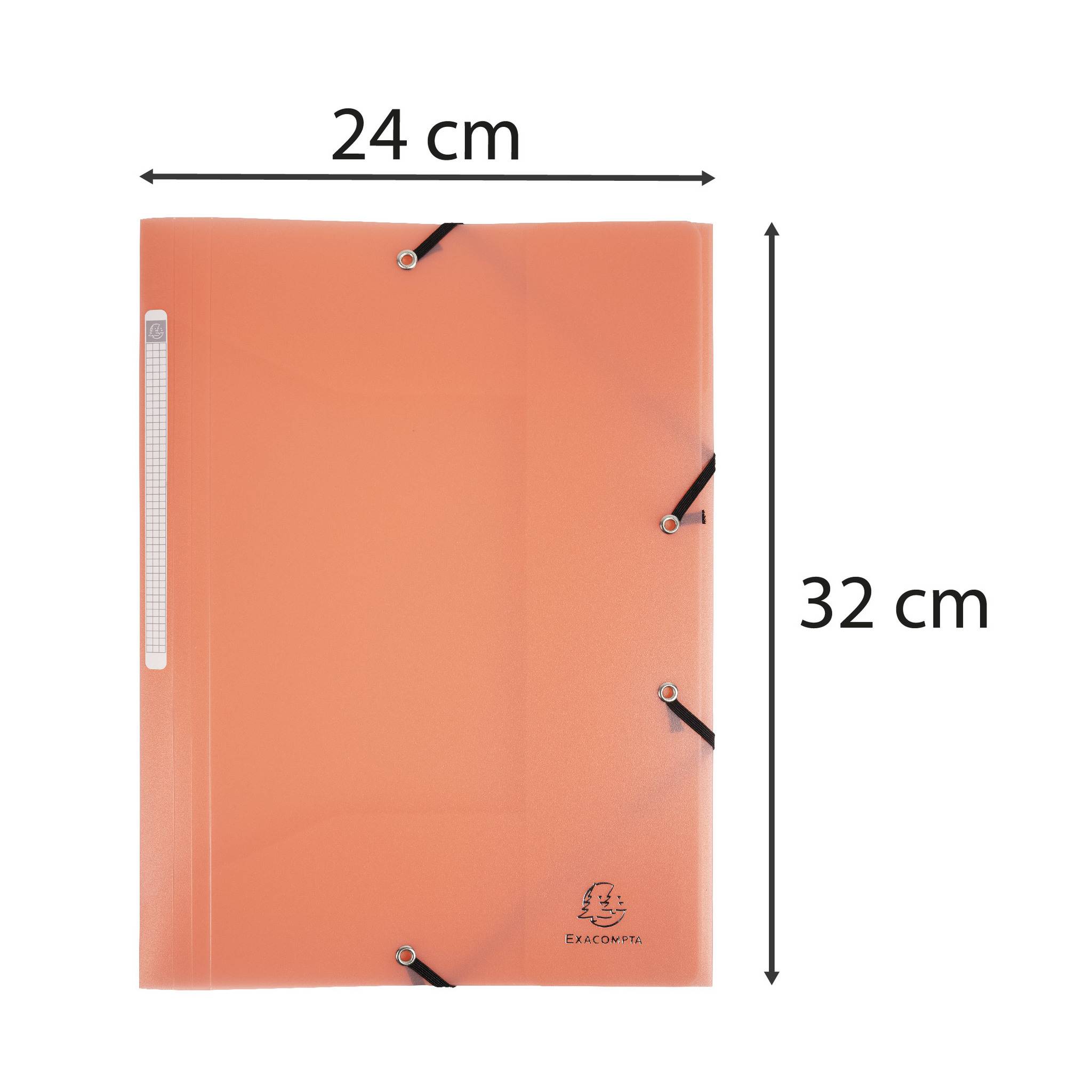 Exacompta 25x Sammelmappe A4 + Gummizug, 3 Klappen, PP, Korallenrot, 55177E