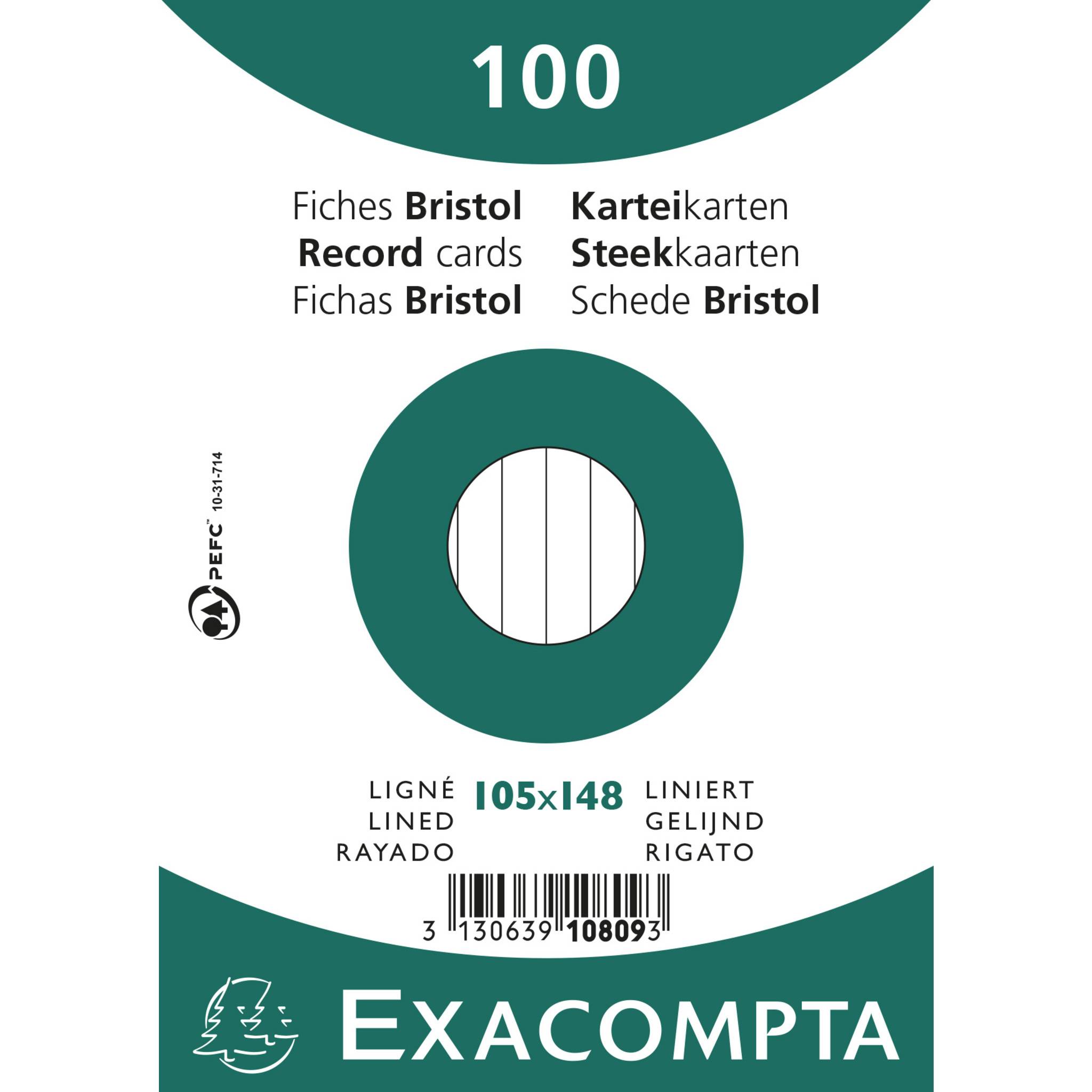 Exacompta 20x Karteikarten A6 liniert, 100 Stück eingeschweißt - Weiß - 10809SE