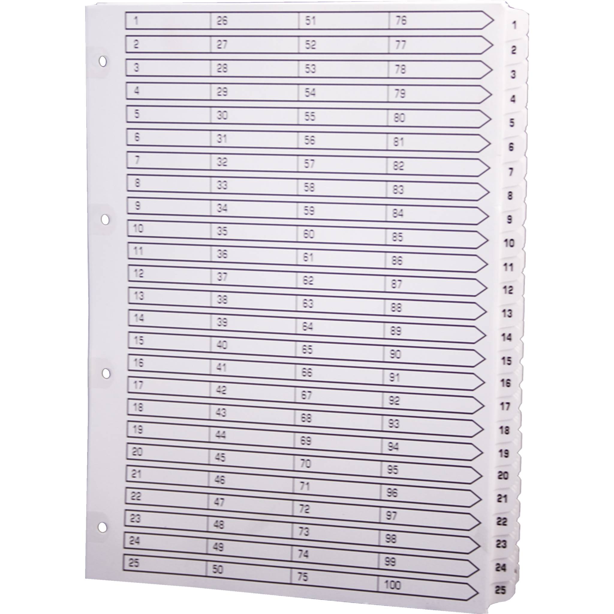 Exacompta 2x Register 100 Taben von 1 bis 100 A4 Weiß MWD1-100Z