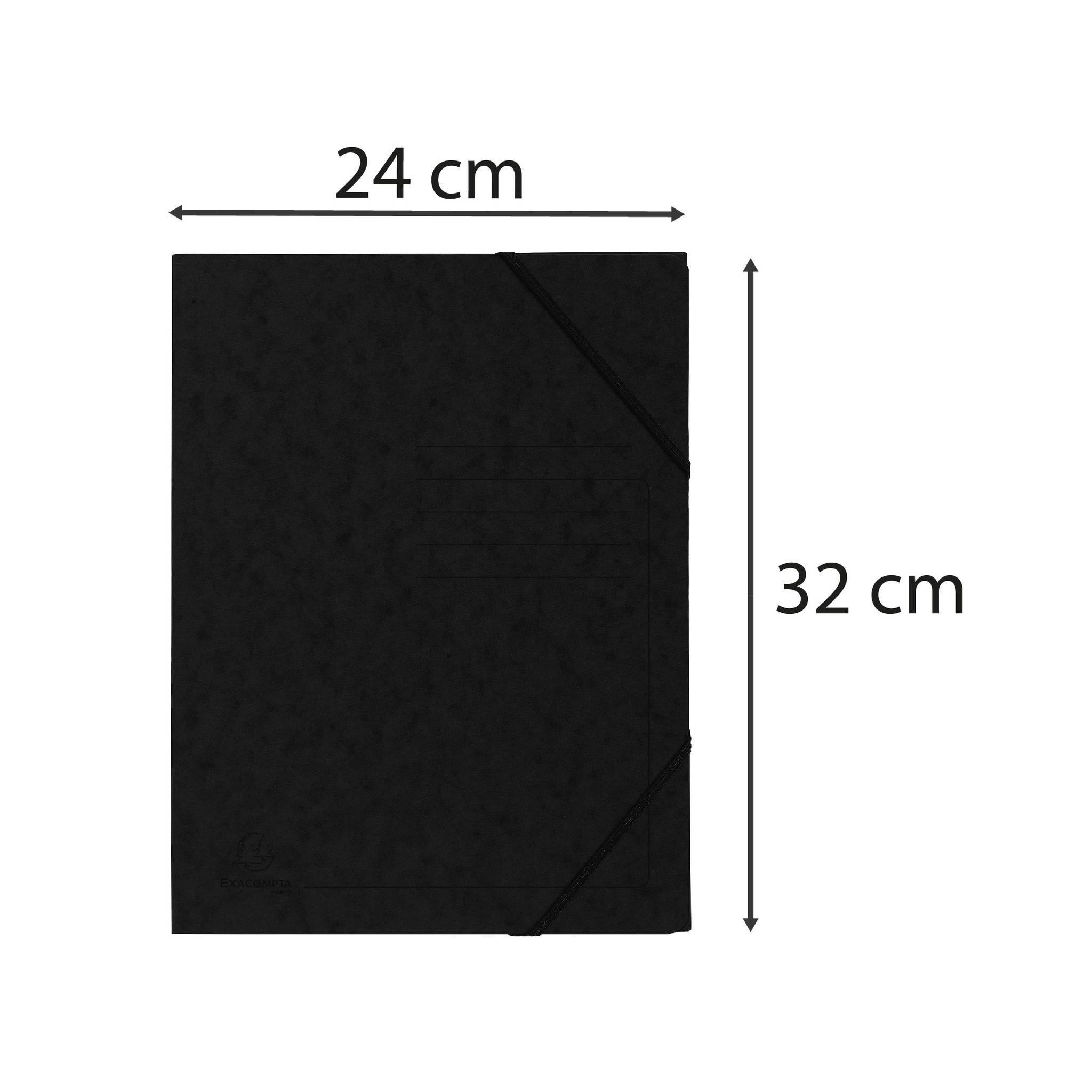 Exacompta 25x Eckspannmappe + Gummizug ohne Klappen, Karton, A4, Schwarz 555411E