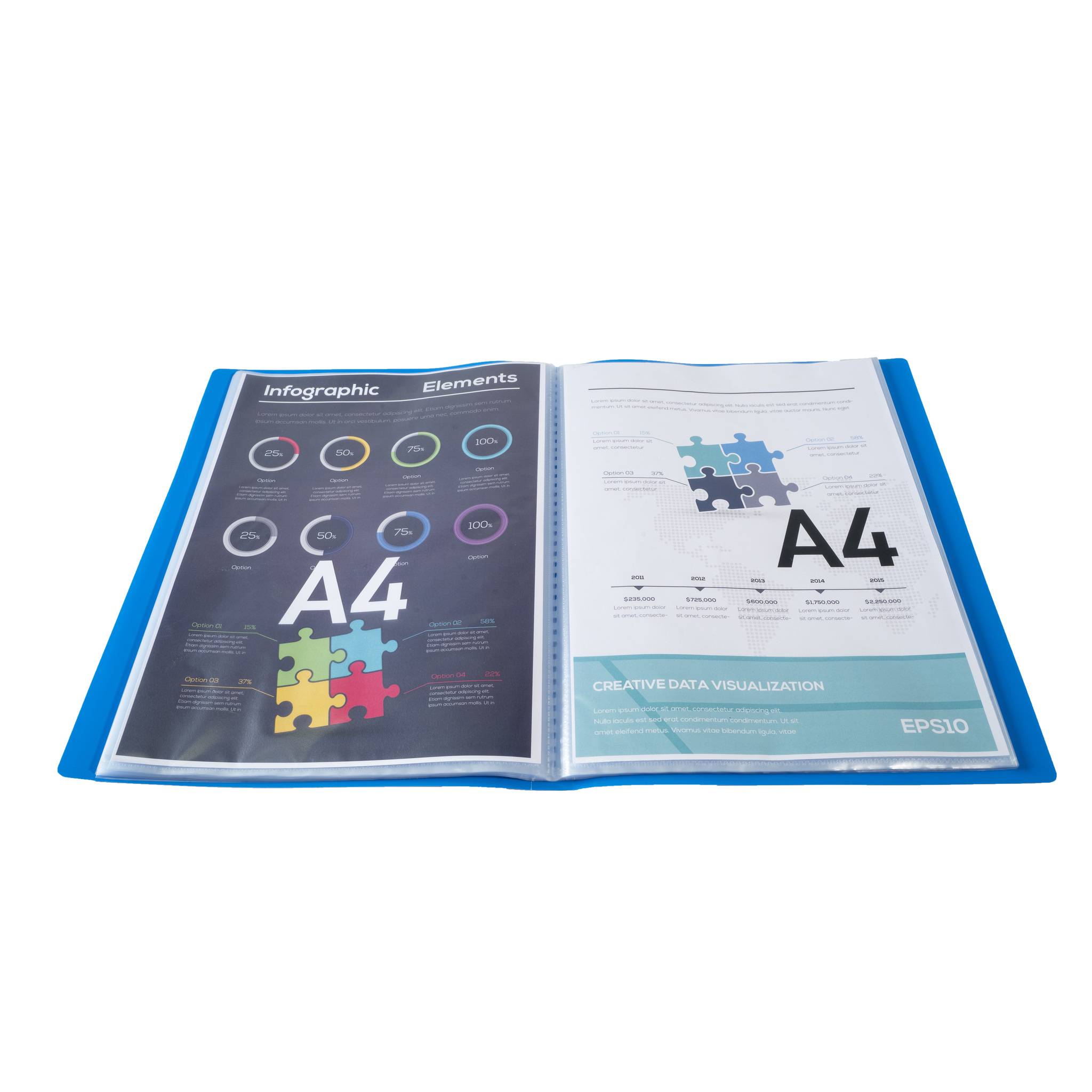 Exacompta 25x Sichtmappe A4 flexiblem Polypropylen, 10 Hüllen, Hellblau, 8512E