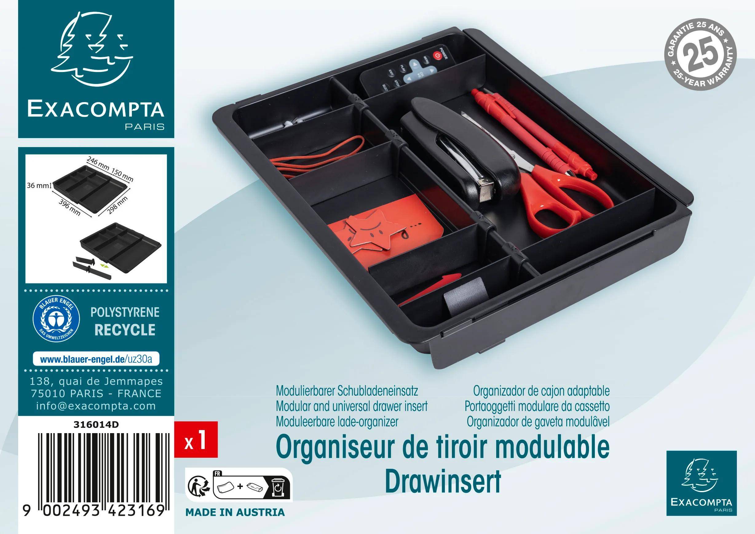 Exacompta 6x Schubladeneinsatz DRAWINSERT - Schwarz - 316014D