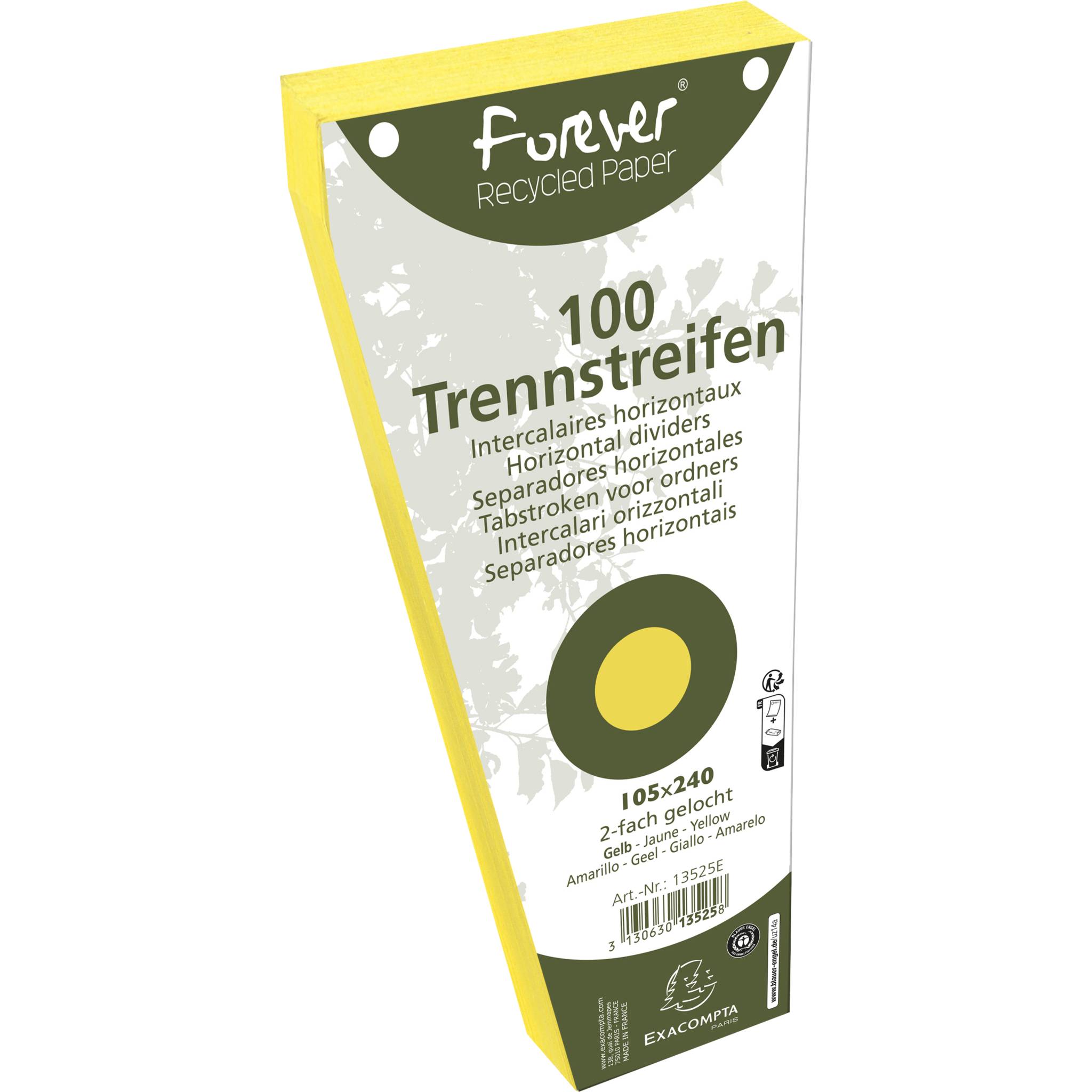 Exacompta 6x Pack 100 Trennstreifen trapez gelocht RC Kart 105x240mm Gelb 13525E