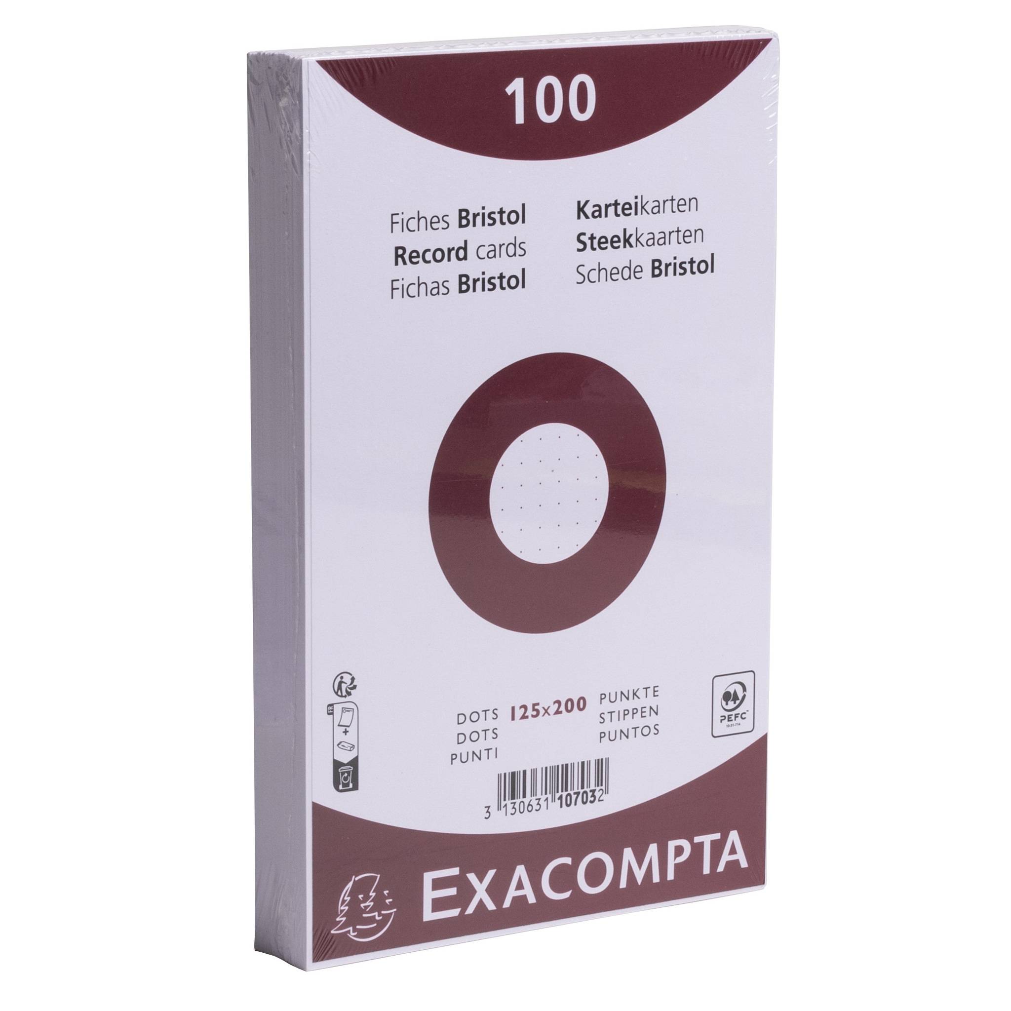 Exacompta 12x Karteikarten 125x200mm dots 100 Stück eingeschweißt Weiß 10703E