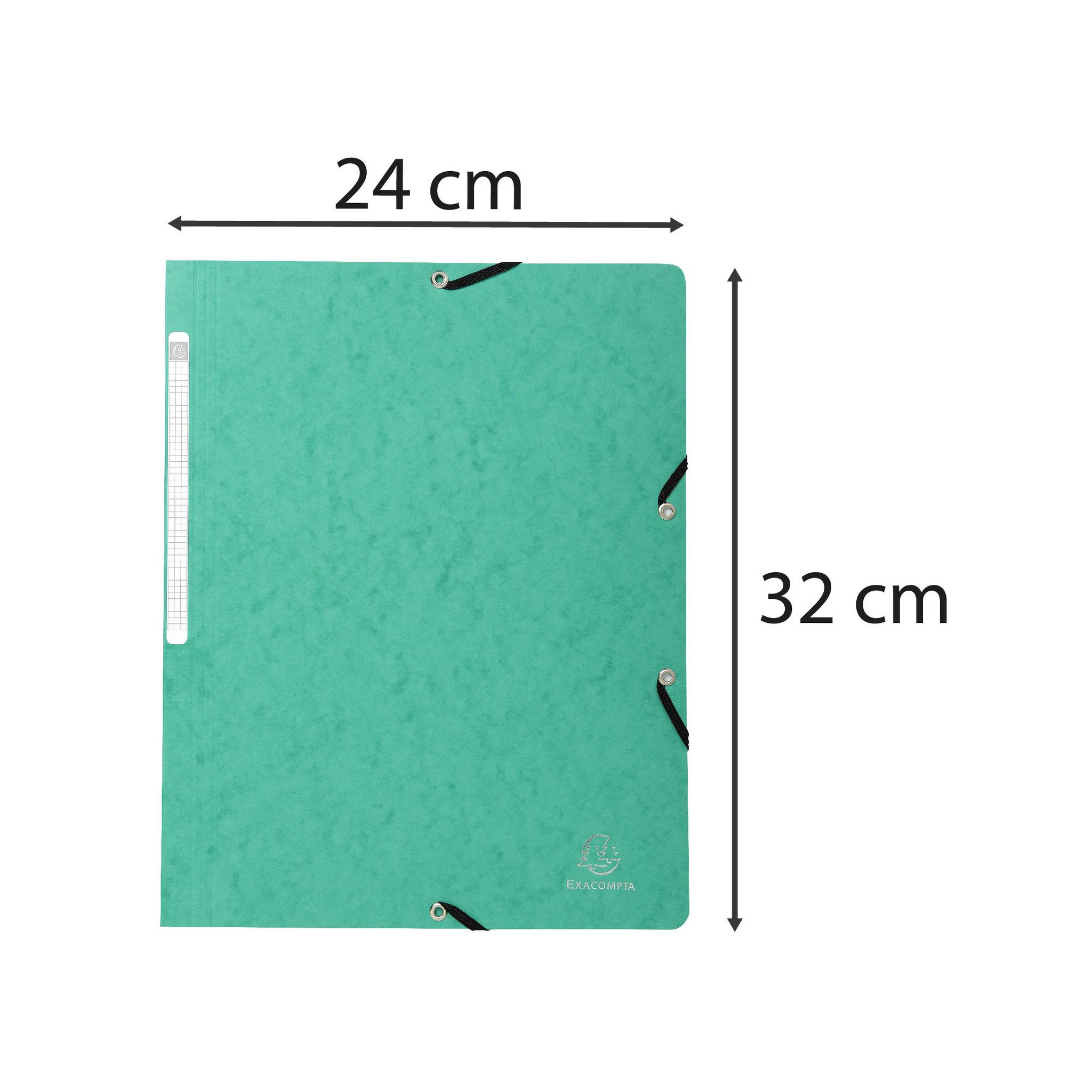 Exacompta 25x Eckspannmappe + Gummizug ohne Klappen, Karton, A4, Grün, 5513E