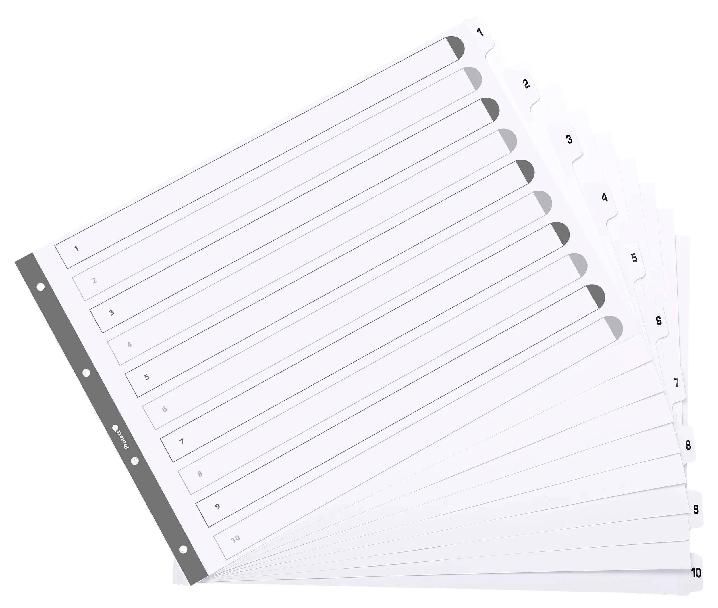 Exacompta 10x Register 10 Taben von 1 bis 10 A3 Weiß MWD1-10A3Z