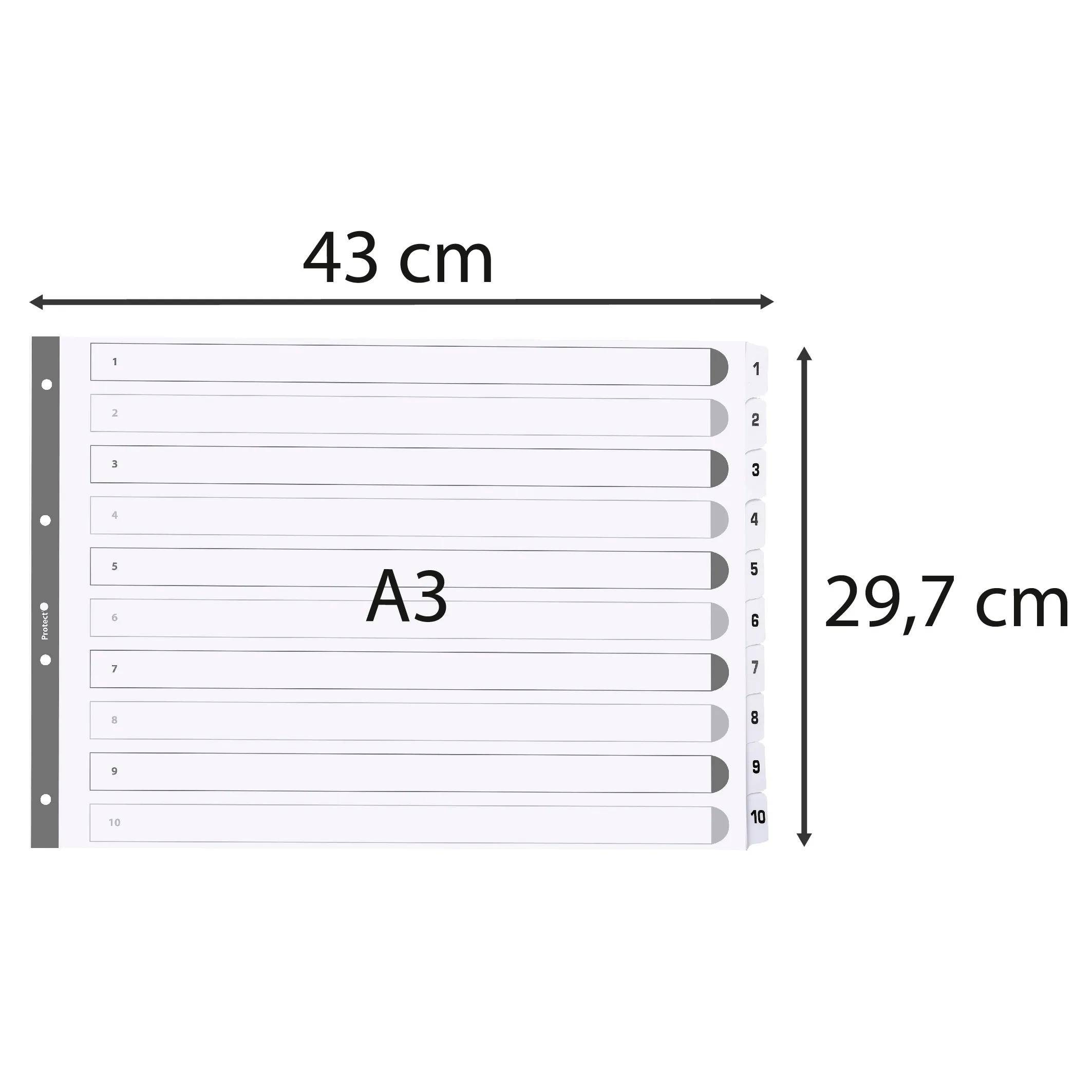 Exacompta 10x Register 10 Taben von 1 bis 10 A3 Weiß MWD1-10A3Z
