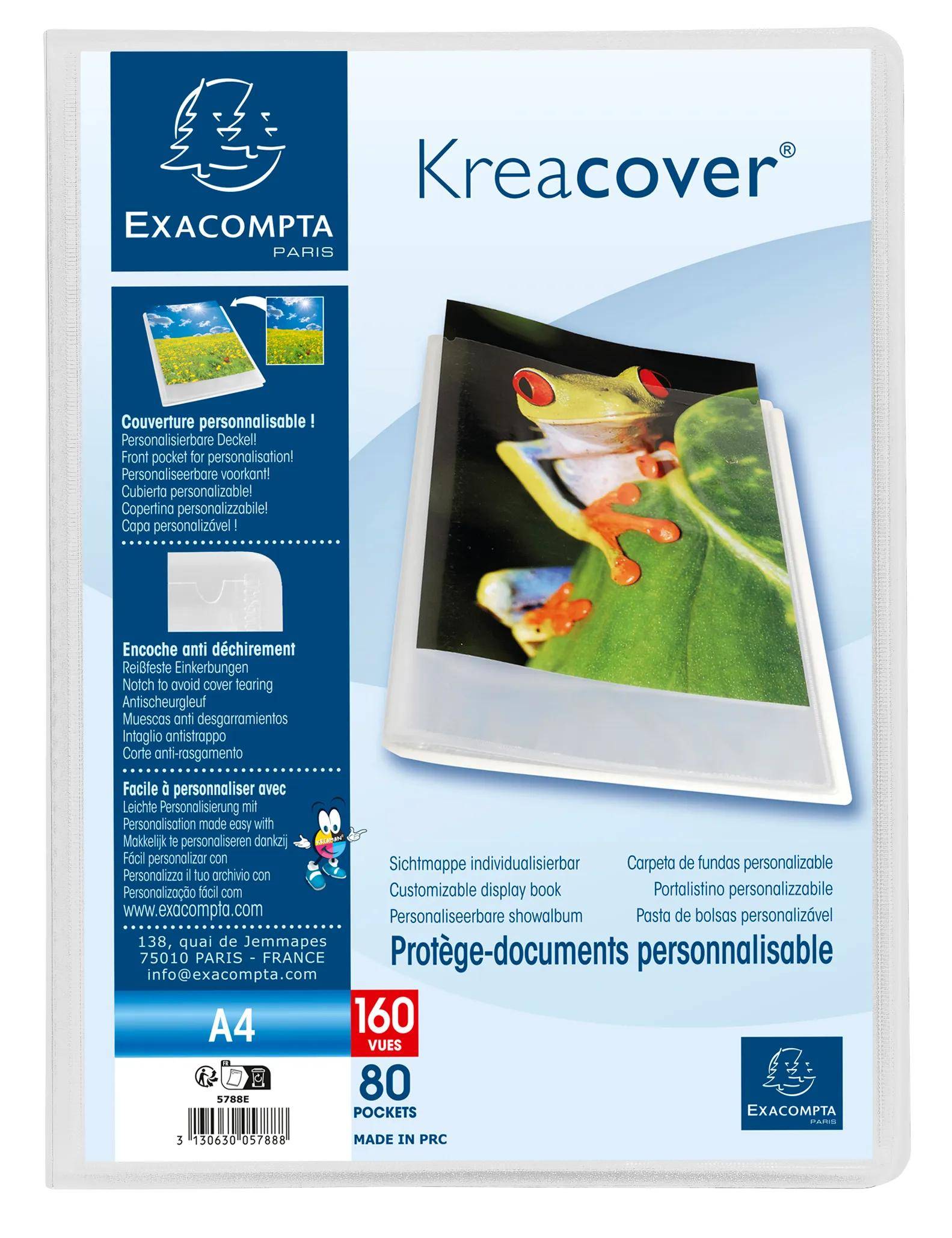 Exacompta 8x Sichtmapppen A4 PP mittelstark 80 Hüllen Transparent 5788E