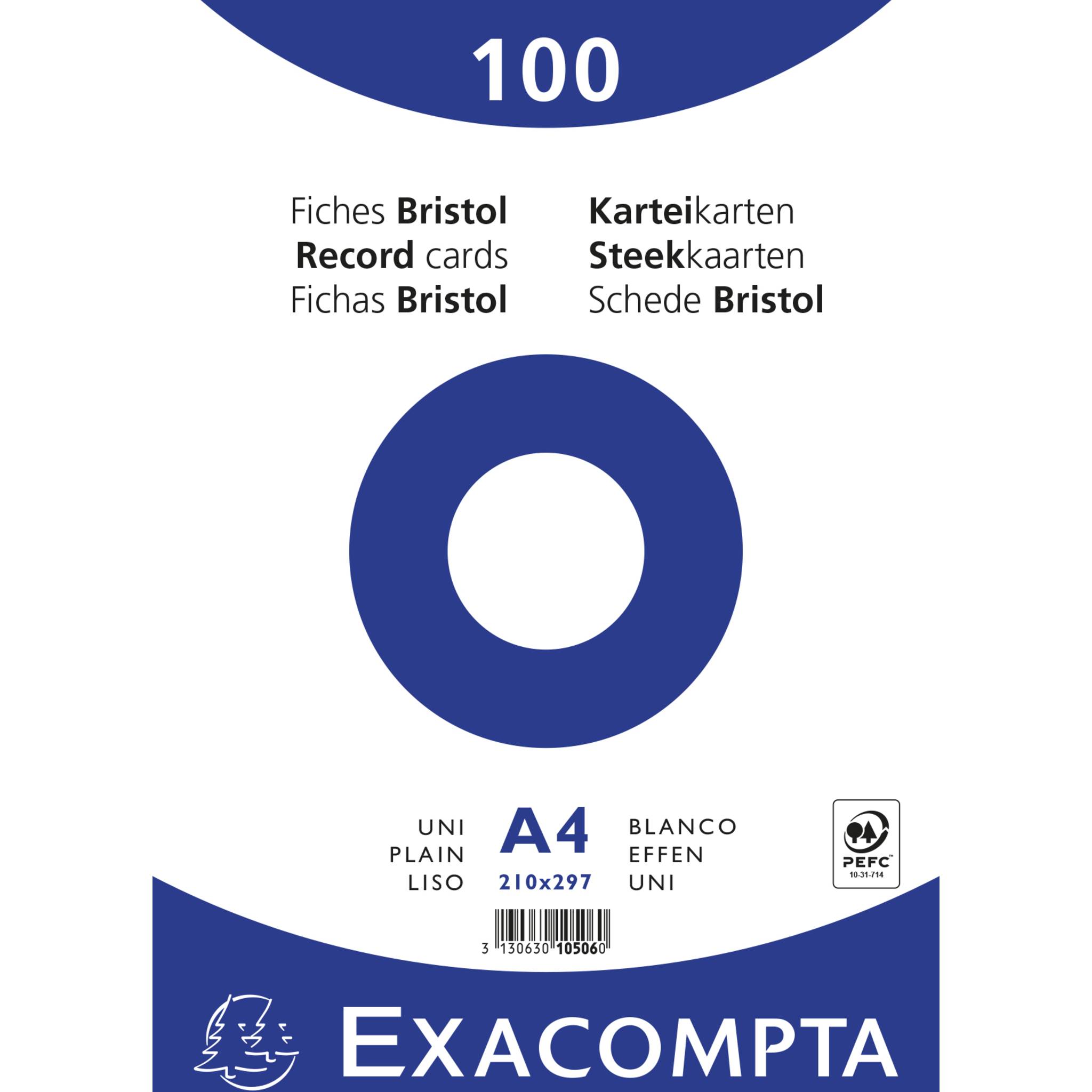 Exacompta 10x Karteikarten A4 blanko, 100 Stück eingeschweißt - Weiß - 10506E