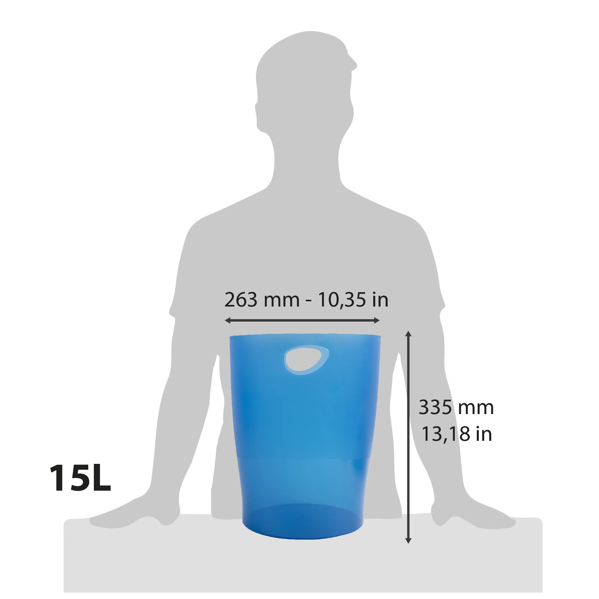 Exacompta 8x Papierkorb Ecobin, 15 Liter, Chromaline - Königsblau - 45360D