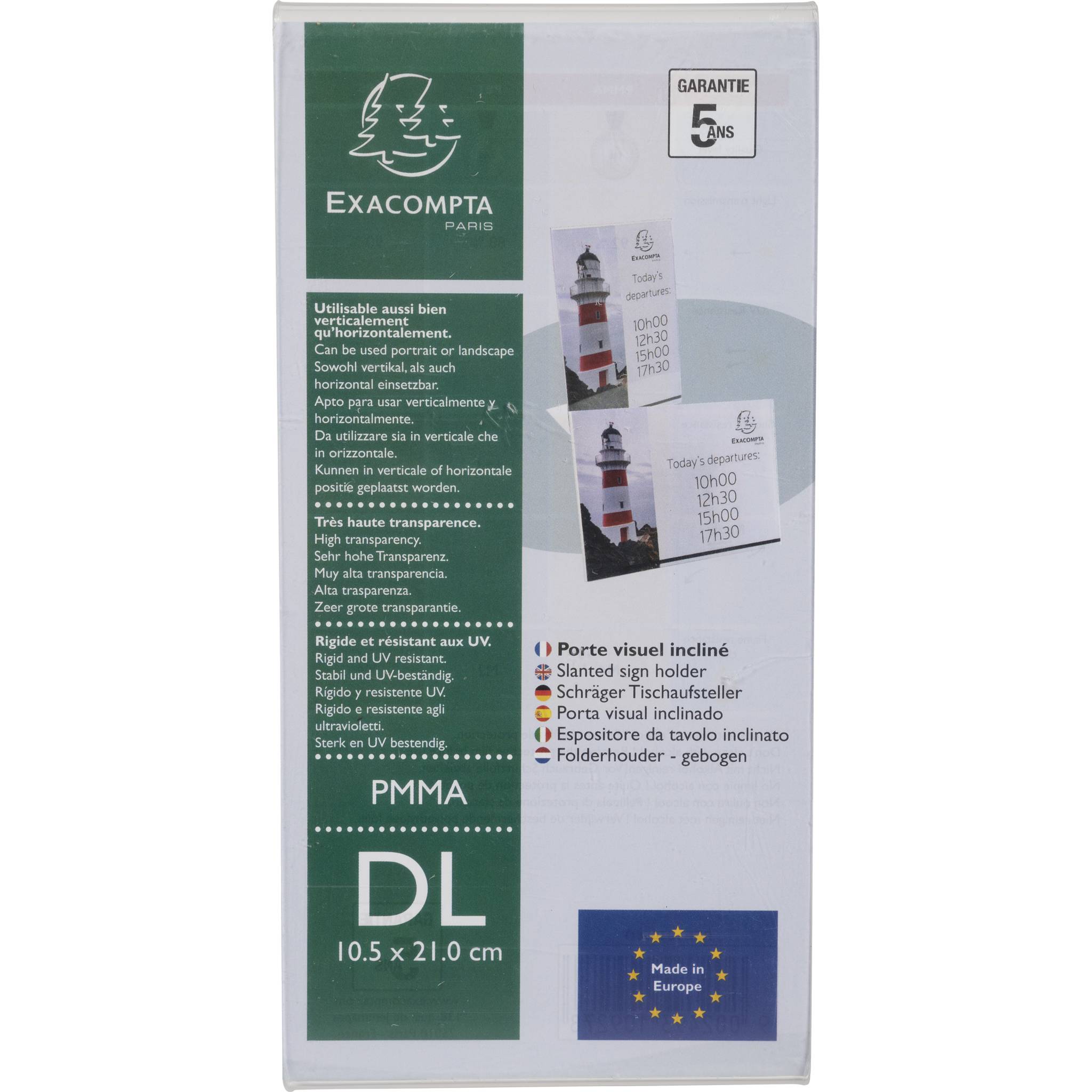 Exacompta 30x schräger Tischaufsteller DL Hochformat/Querformat Kristall 83058D