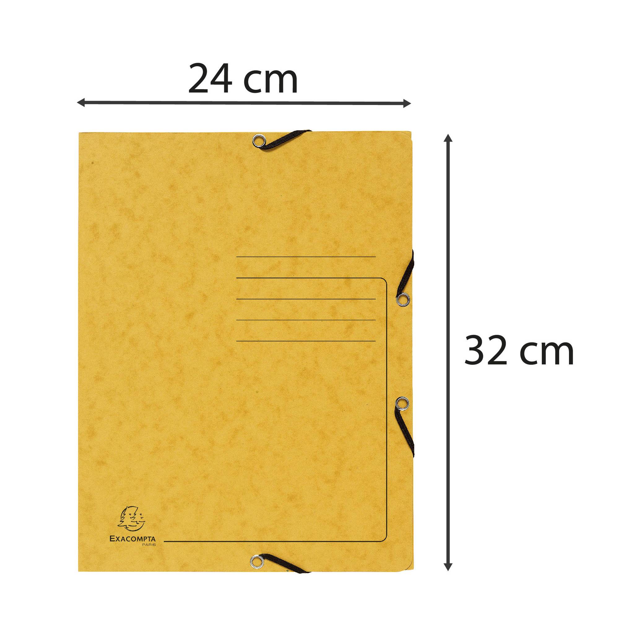 Exacompta 25x Sammelmappe + Gummizug 3 Klappen Karton 355g/m2 A4 Gelb 55409E