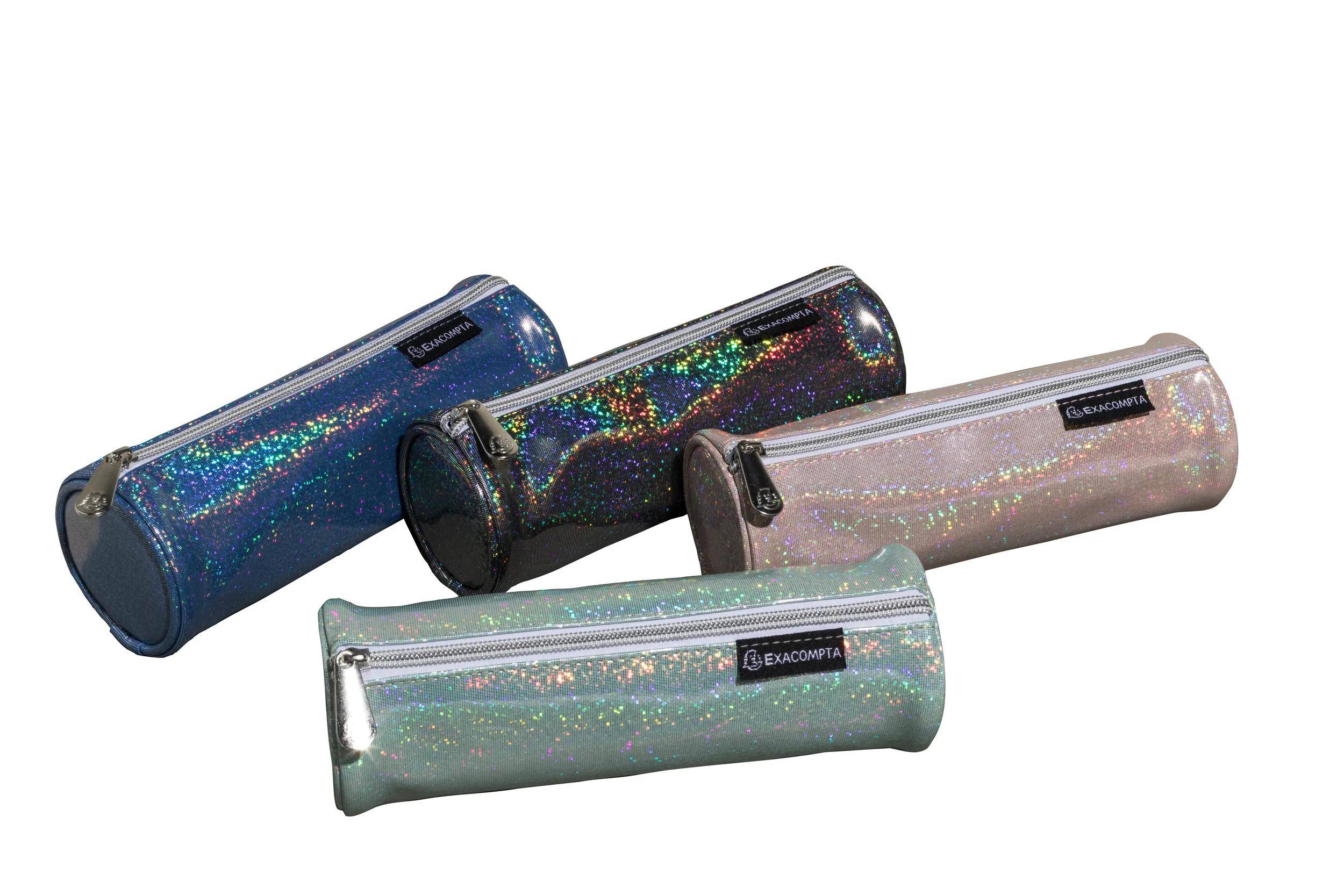 Exacompta 16x rundes Schlampermäppchen PU Glitter, 22,5x7,5cm, sortiert, 52770E