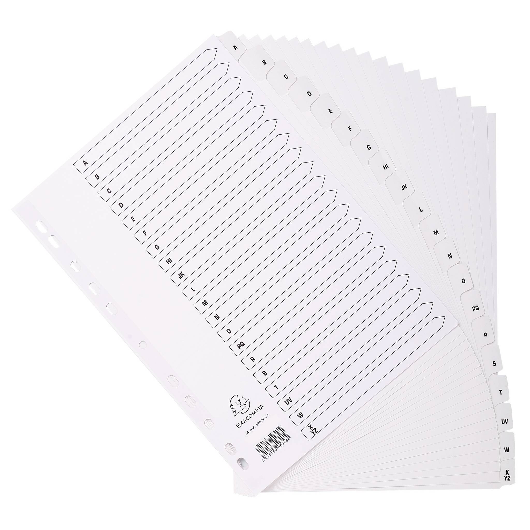 Exacompta 10x Register 20 Taben von A bis Z A4 Weiß MWDA-ZZ