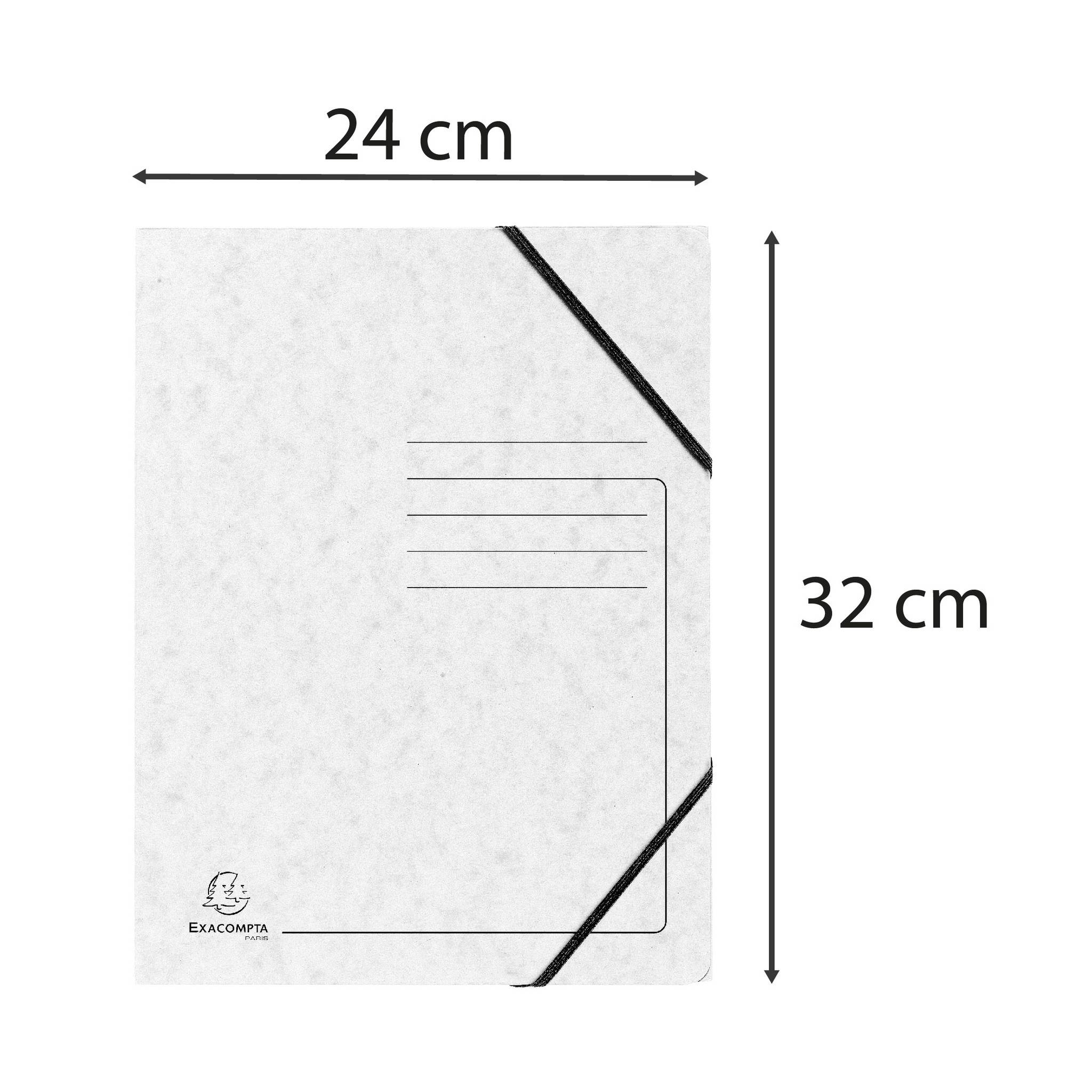 Exacompta 25x Sammelmappe + Gummizug 3 Klappen Karton 355g/m2 A4 Weiß 55406E