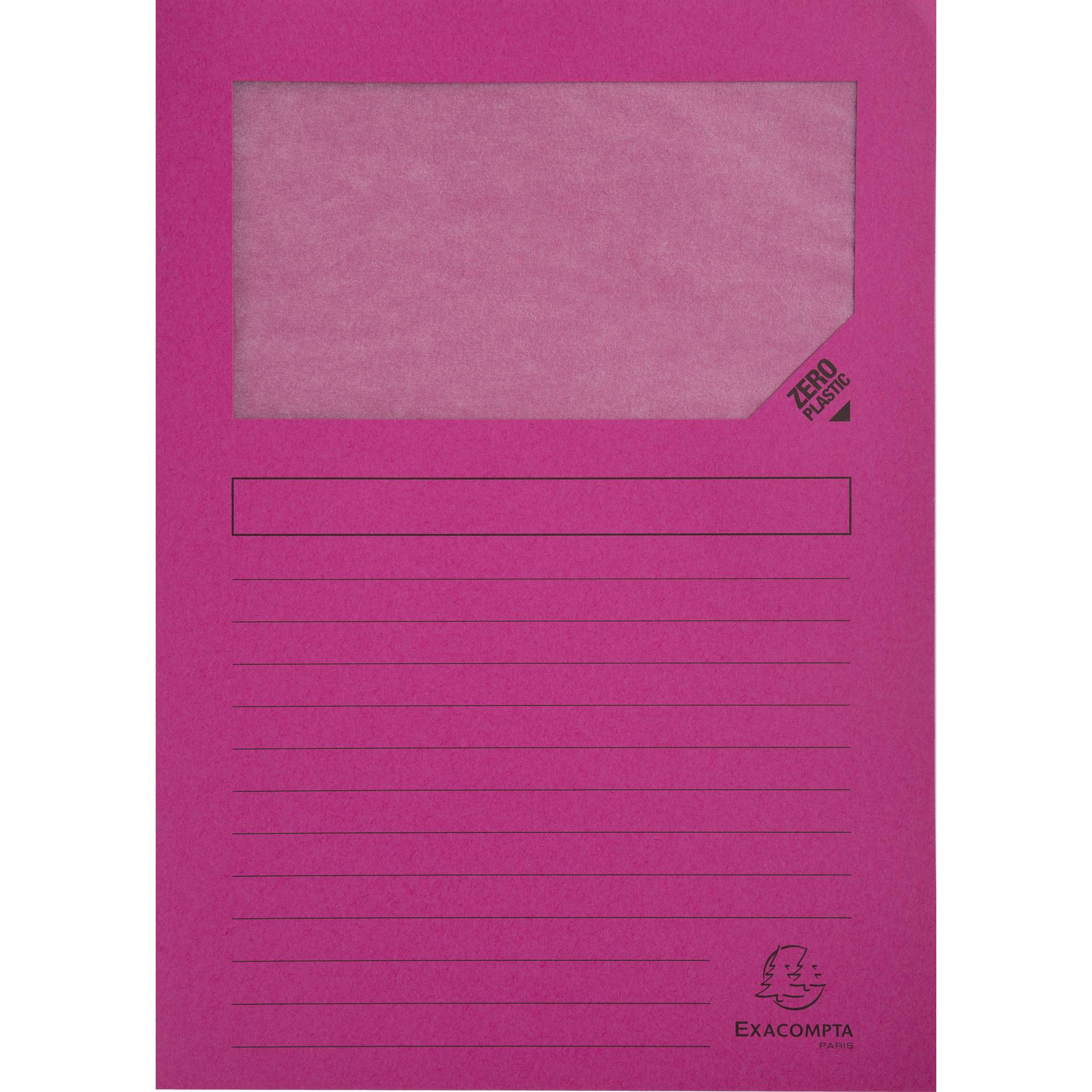 Exacompta 4x Pack 100 Fenstermappen, A4, 160g, plastikfrei, Fuchsia, 50108E