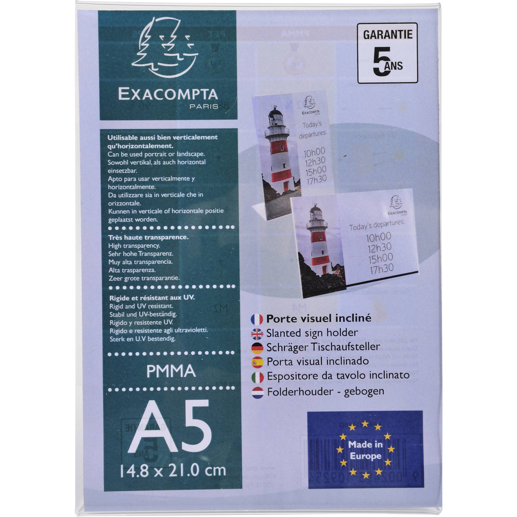 Exacompta 30x schräger Tischaufsteller A5 Hochformat/Querformat Kristall 85058D